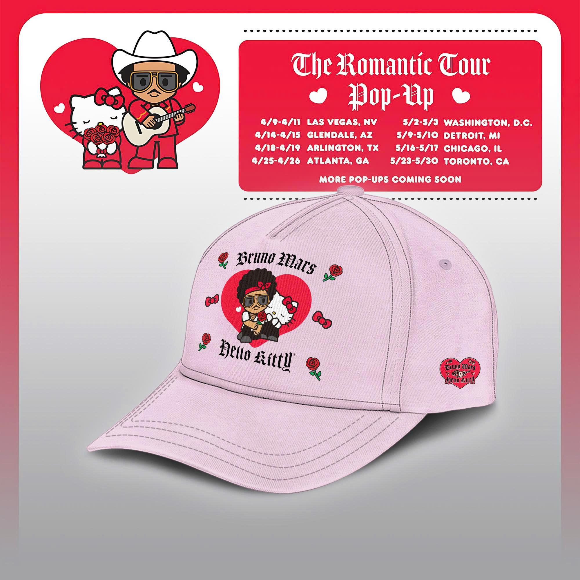 Bruno Mars Hello Kitty Japan Baseball Cap Bruno Mars X Hello Kitty Clothes Gift For Music Event