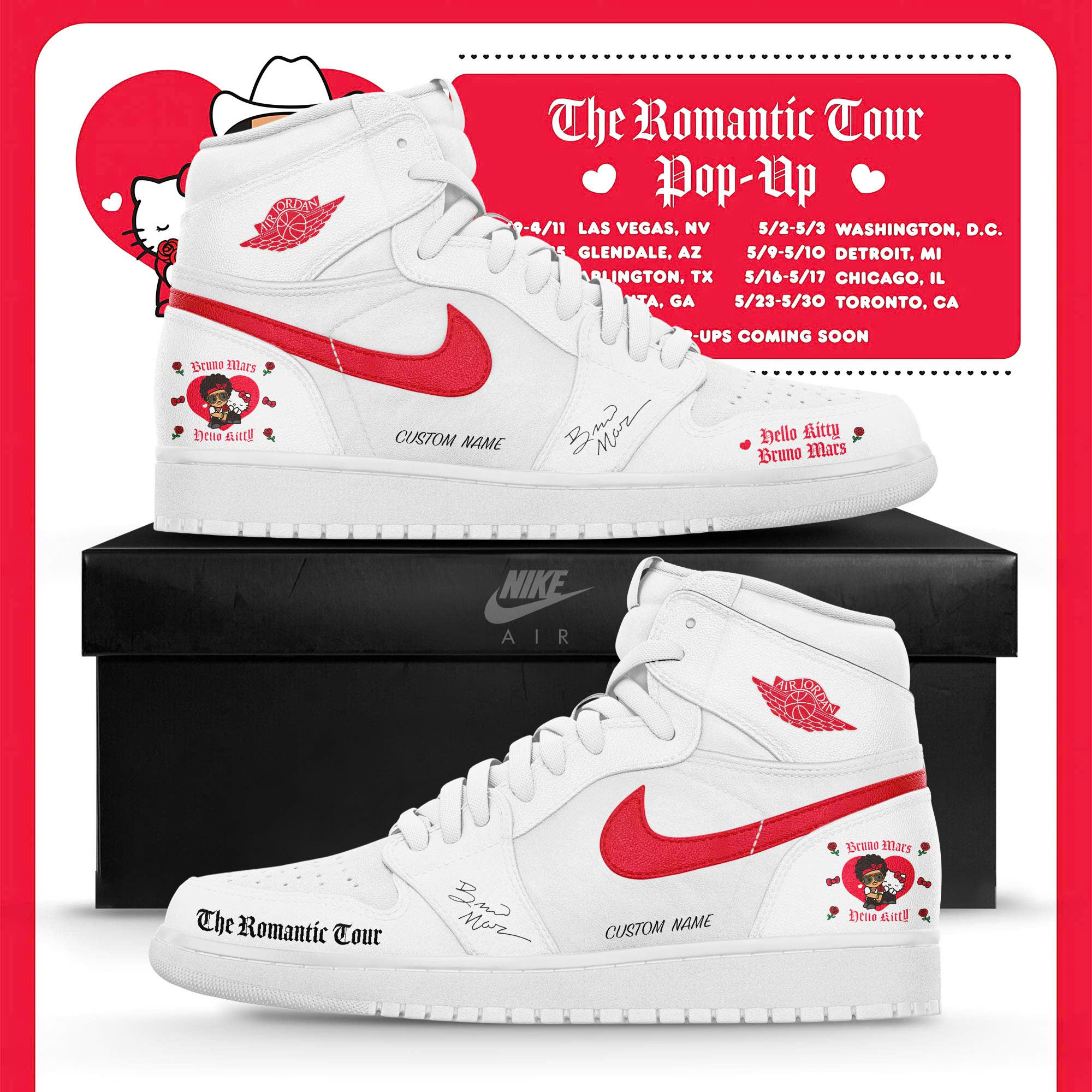 Bruno Mars Hello Kitty Japan Shoes Bruno Mars X Hello Kitty Merchandise Gift For Pop Culture