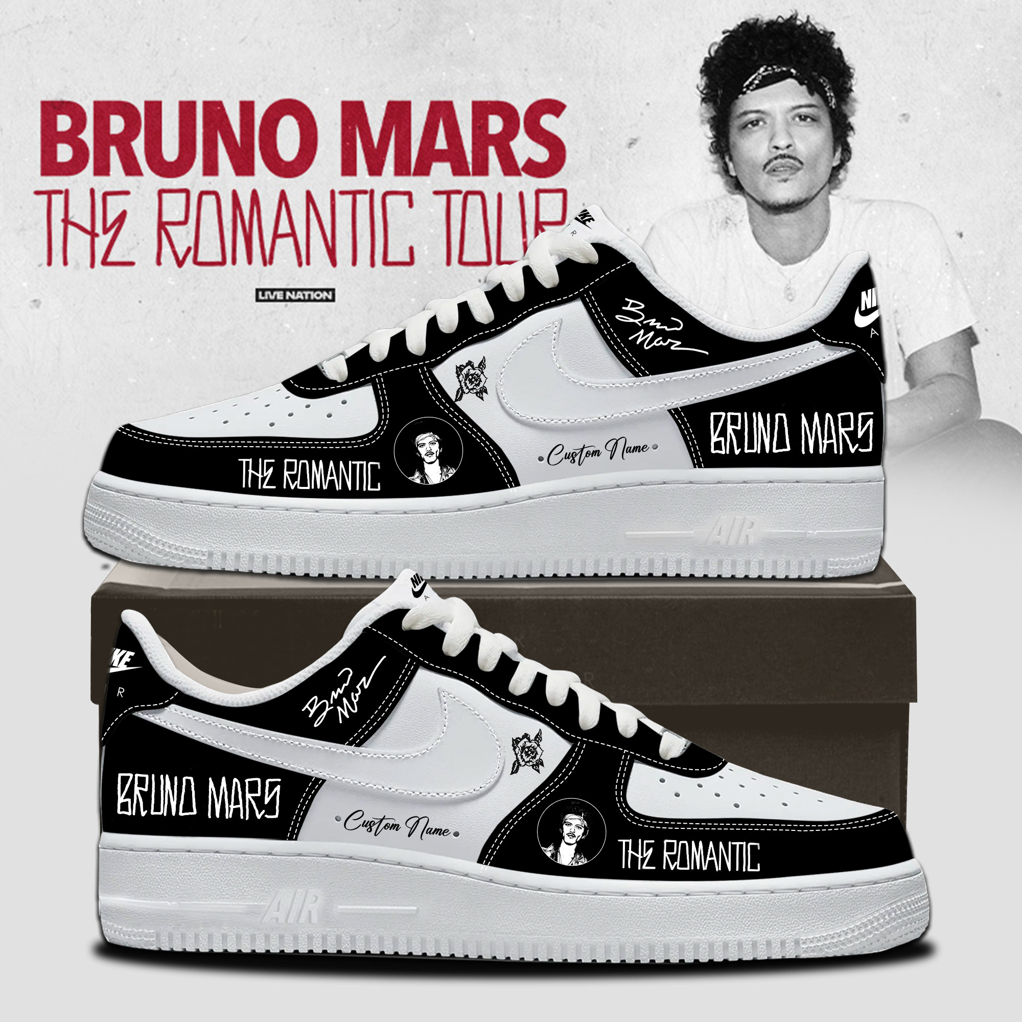 Bruno Mars Hello Kitty Japan Shoes The Romantic Tour 2026 Merchandise Gift For Music Junkie
