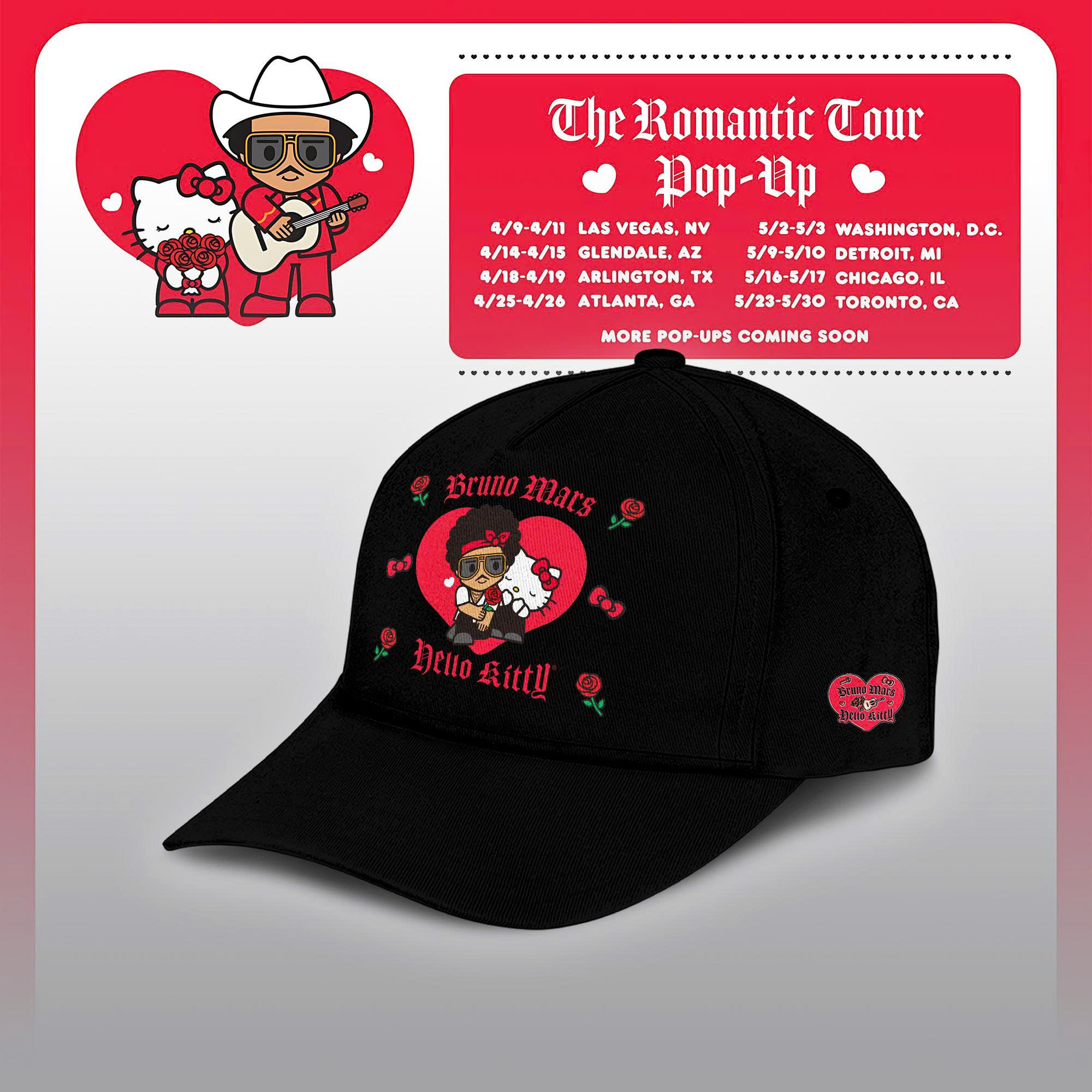 Bruno Mars Hello Kitty Kawaii Baseball Cap Bruno Mars X Hello Kitty Clothing Gift For Students