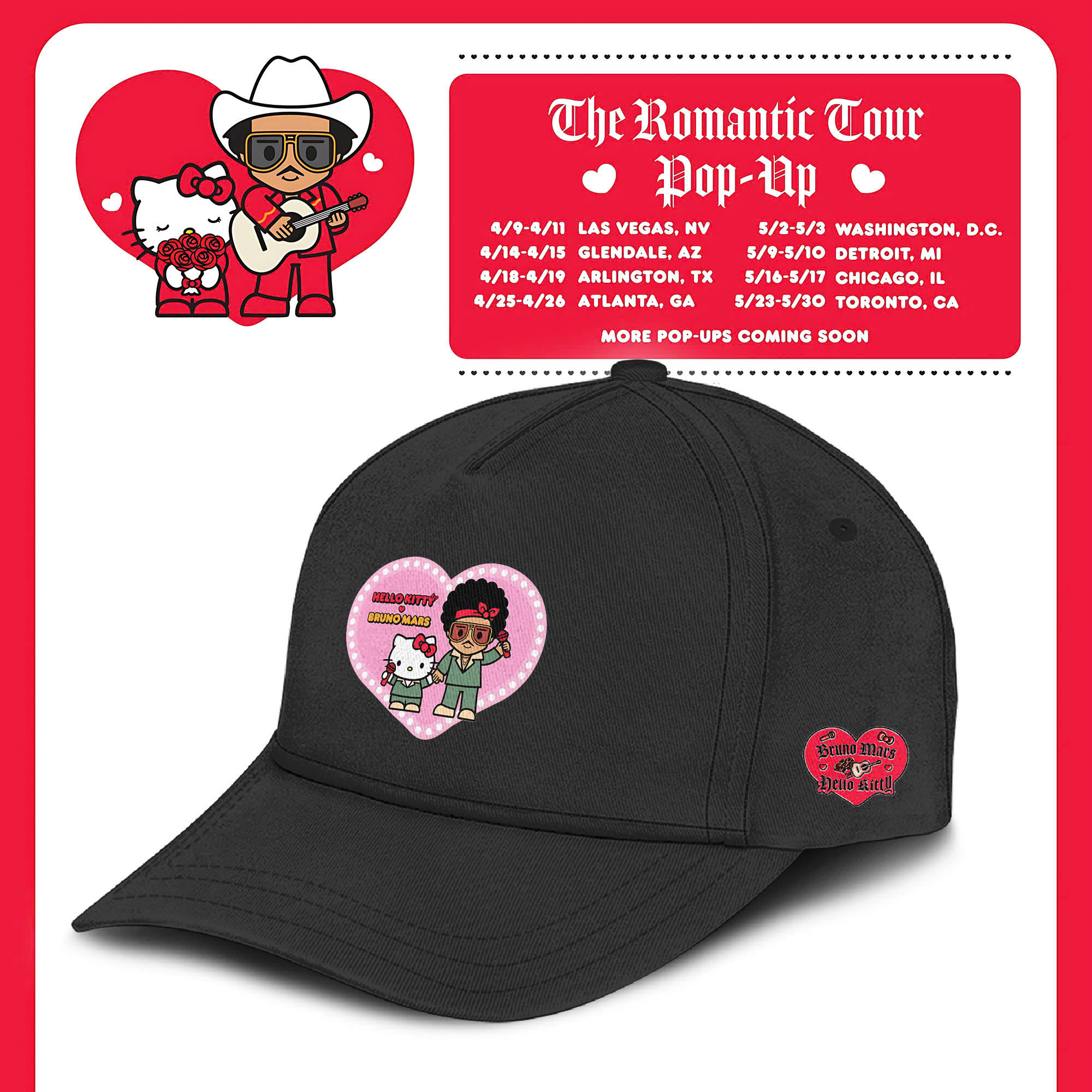 Bruno Mars Hello Kitty Kawaii Baseball Cap Bruno Mars X Hello Kitty Merch Gift For Pop Music Fans