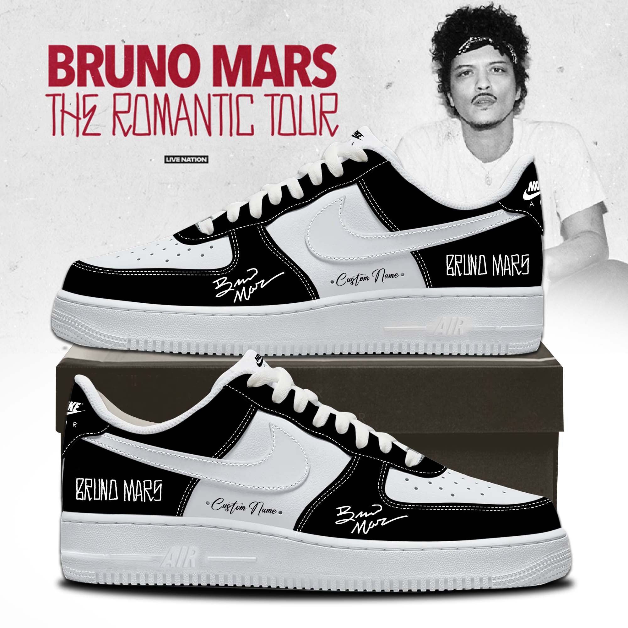 Bruno Mars Hello Kitty Music Air Jordan 1 Sneakers The Romantic Tour 2026 Merch Gift For Girlfriend