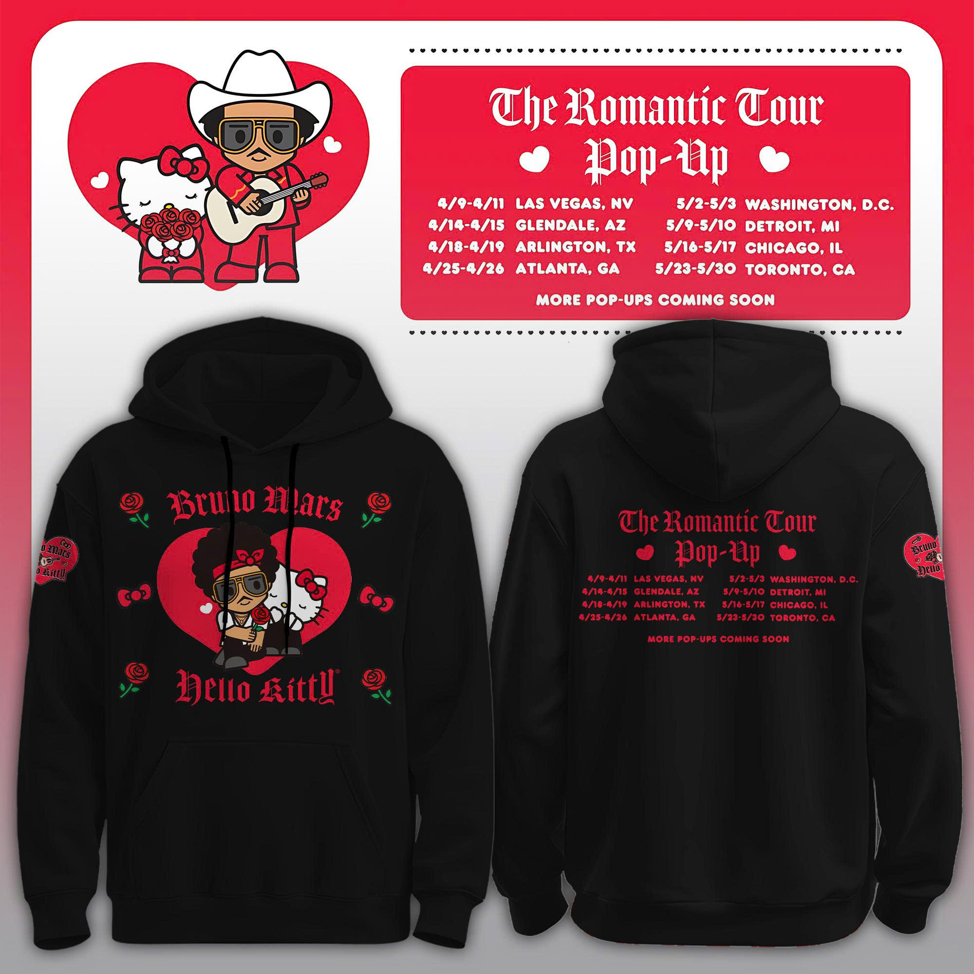 Bruno Mars Hello Kitty Music Hoodie Bruno Mars X Hello Kitty Merchandise Gift For Special Event