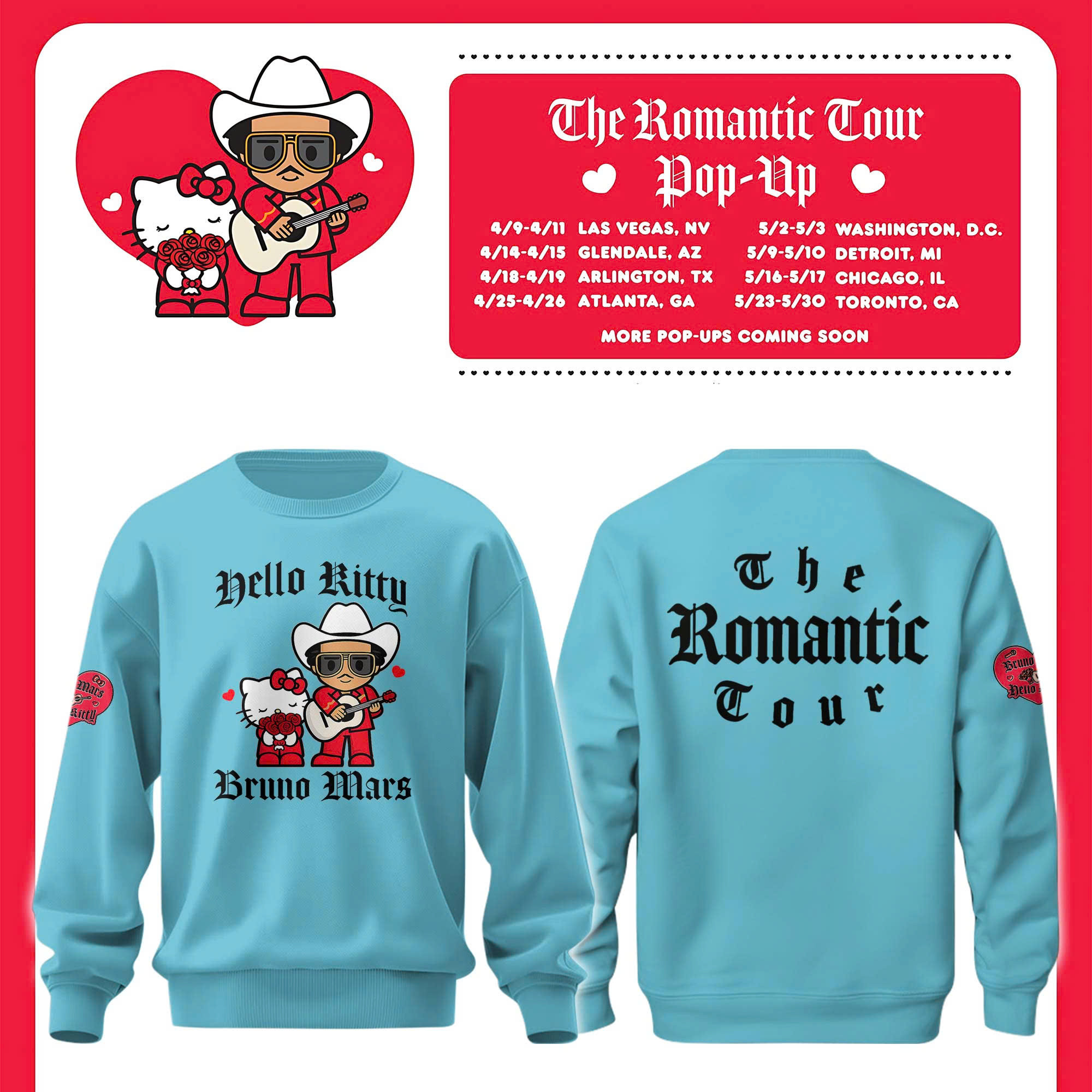 Bruno Mars Hello Kitty Music Sweatshirt Bruno Mars X Hello Kitty Apparel Gift For Daughter