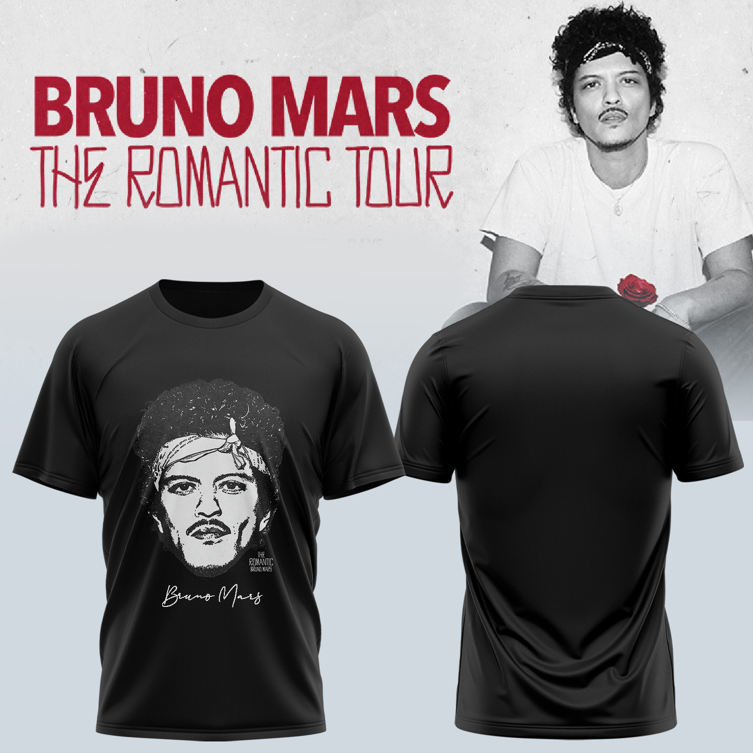 Bruno Mars Hello Kitty Music T-Shirt Romantic Tour Music Gear Apparel Gift For Tokyo Trip