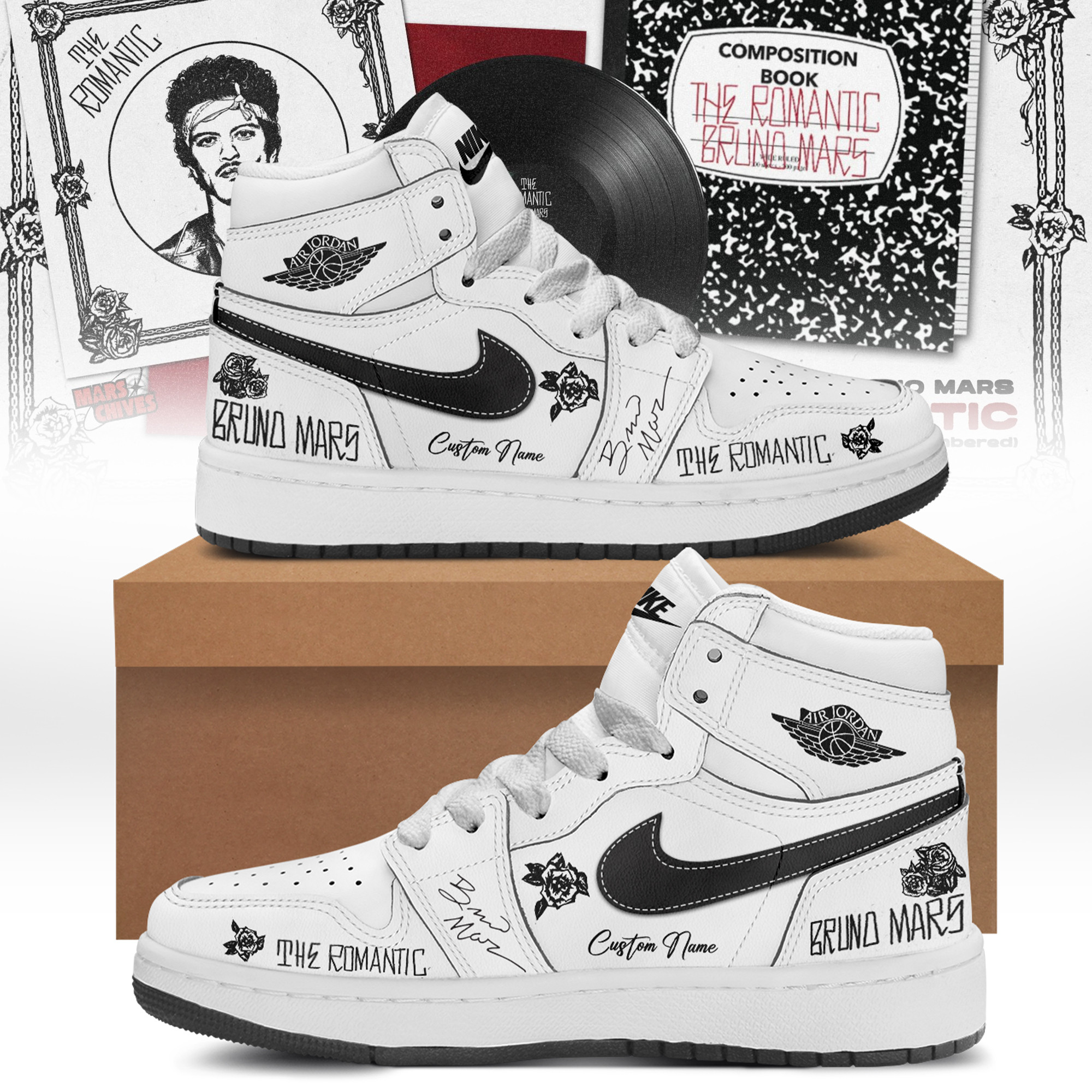Bruno Mars Hello Kitty World Air Jordan 1 Sneakers Romantic Tour Gear Merch Gift For Tokyo Trip