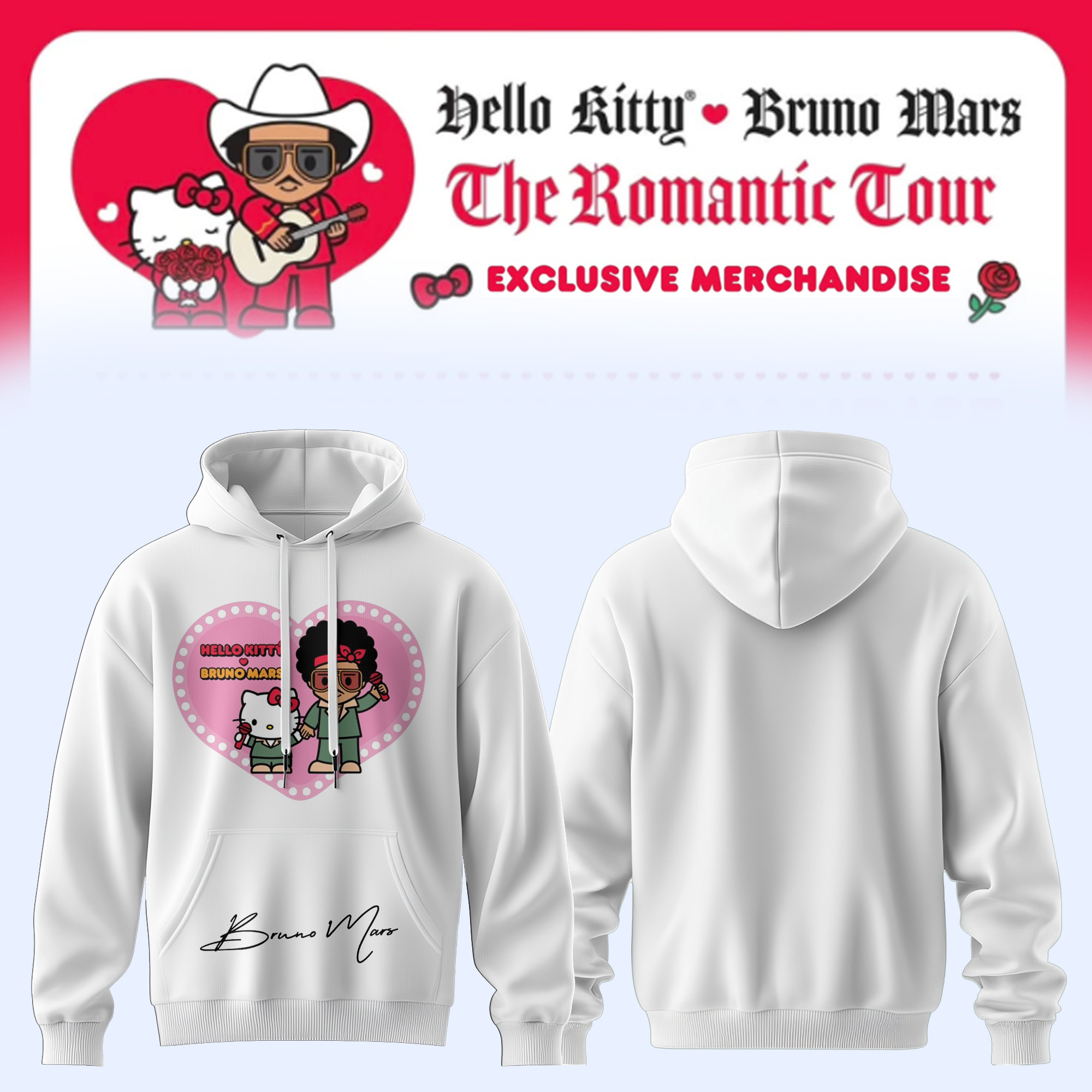 Bruno Mars Hello Kitty World Hoodie Bruno Mars X Hello Kitty Apparel Gift For Youth