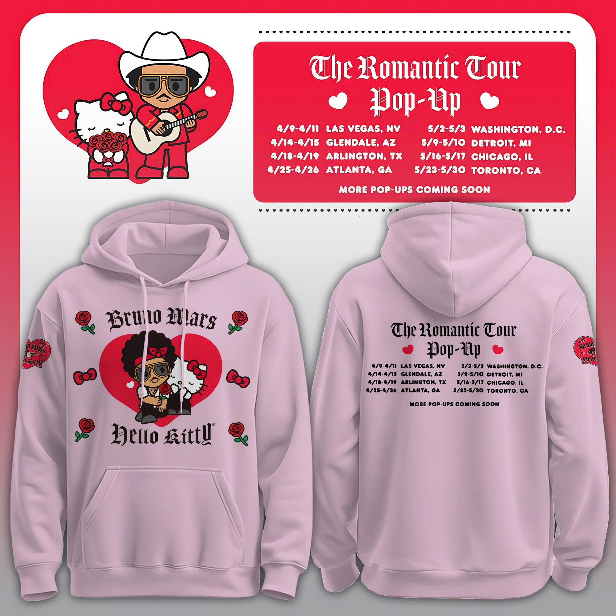 Bruno Mars Hello Kitty World Hoodie Bruno Mars X Hello Kitty Tour Merchandise Gift For Tokyo Trip