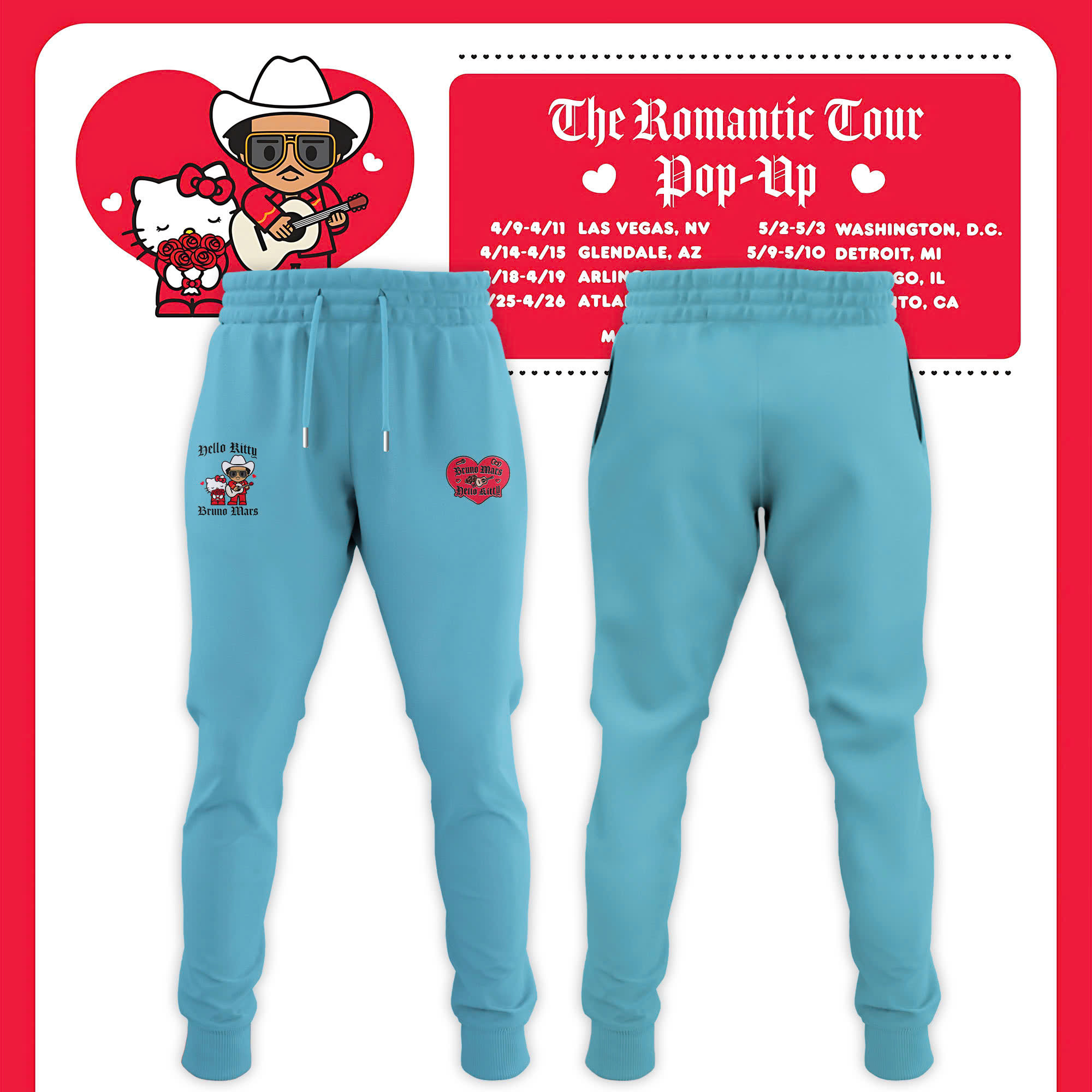 Bruno Mars Hello Kitty World Sweatpant Bruno Mars X Hello Kitty Merchandise Gift For Daughter