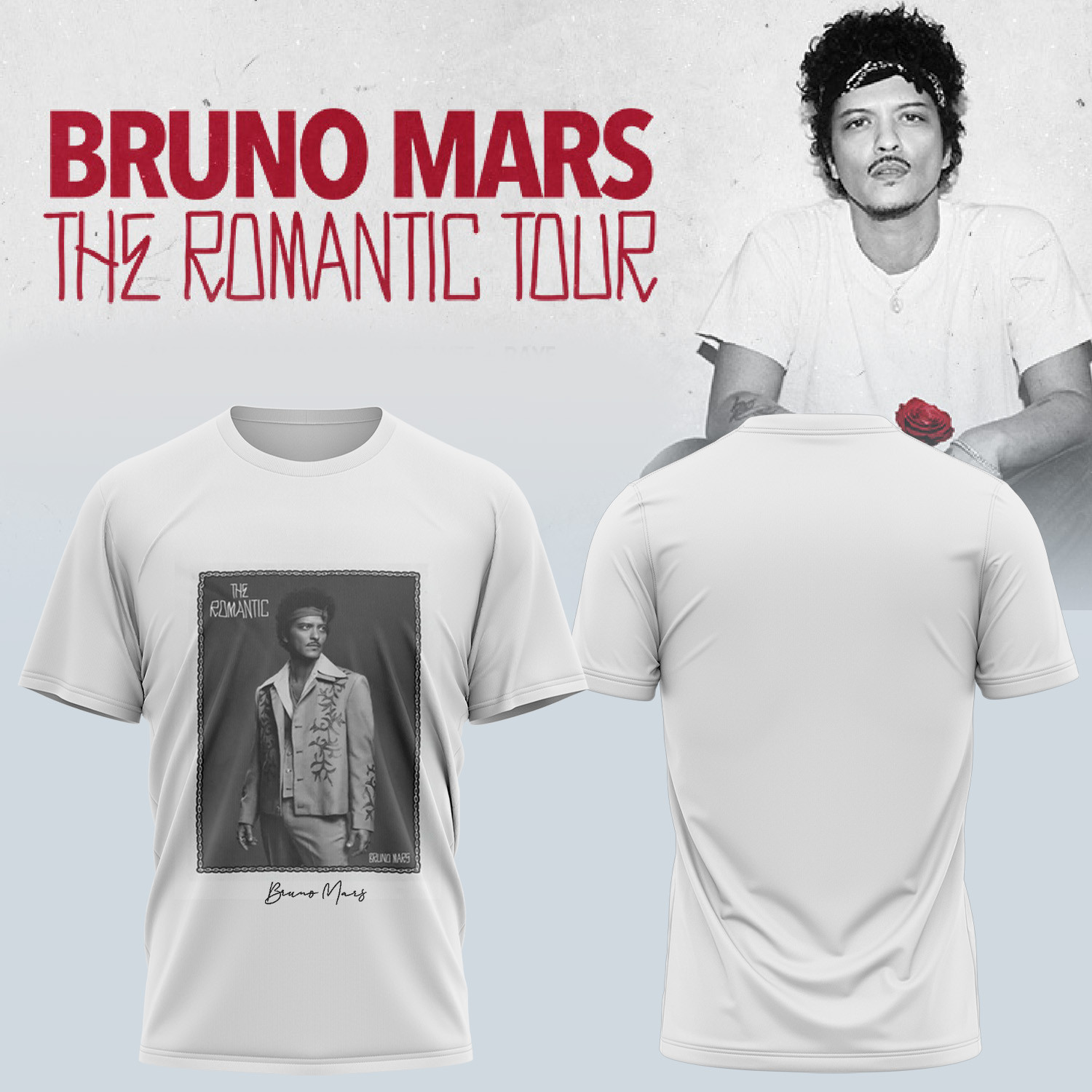 Bruno Mars Hello Kitty World T-Shirt Romantic Tour Event Gear Clothes Gift For Pink Lovers