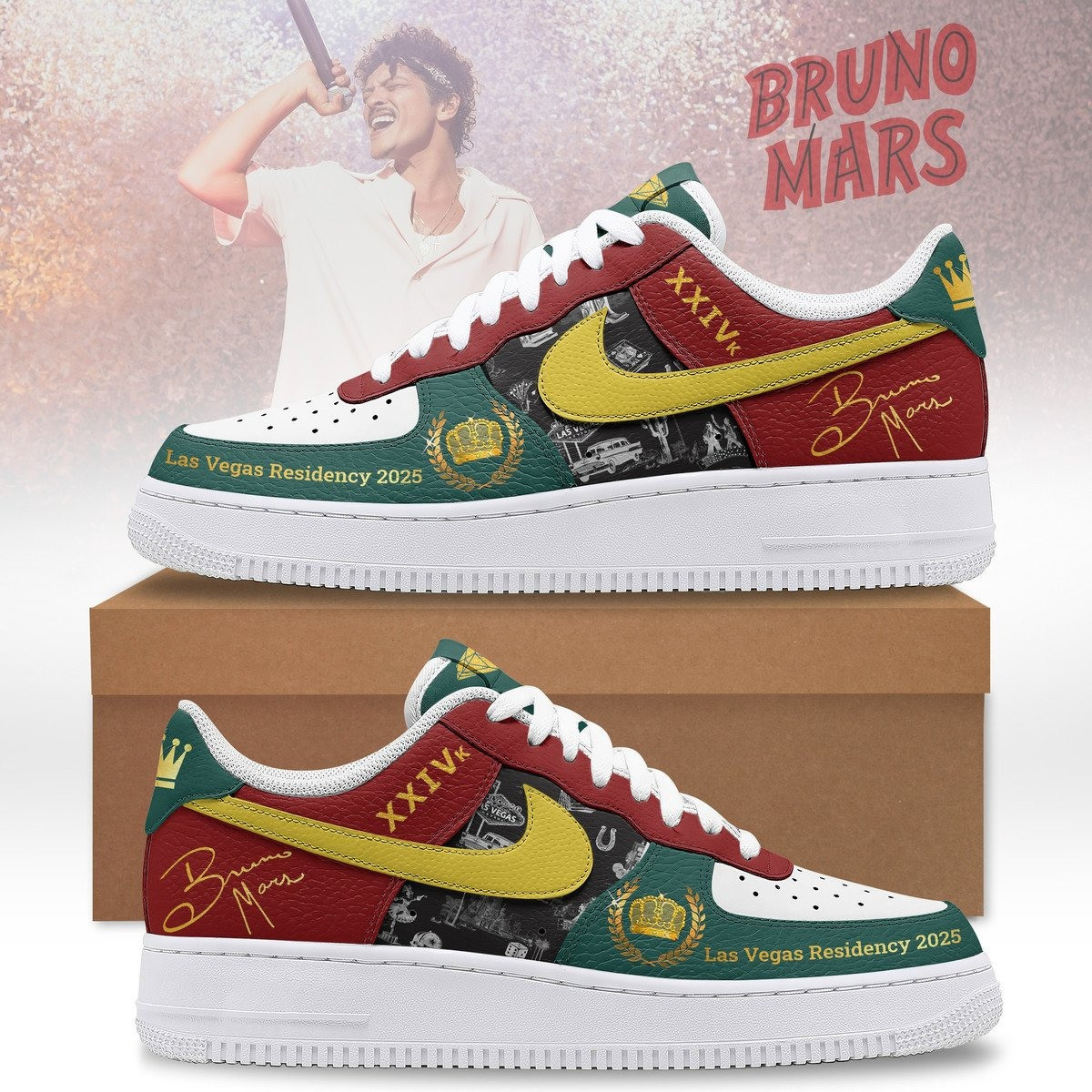 Bruno Mars Las Vegas Residency 2025 AF1 Shoes Gifts For Music Enthusiasts