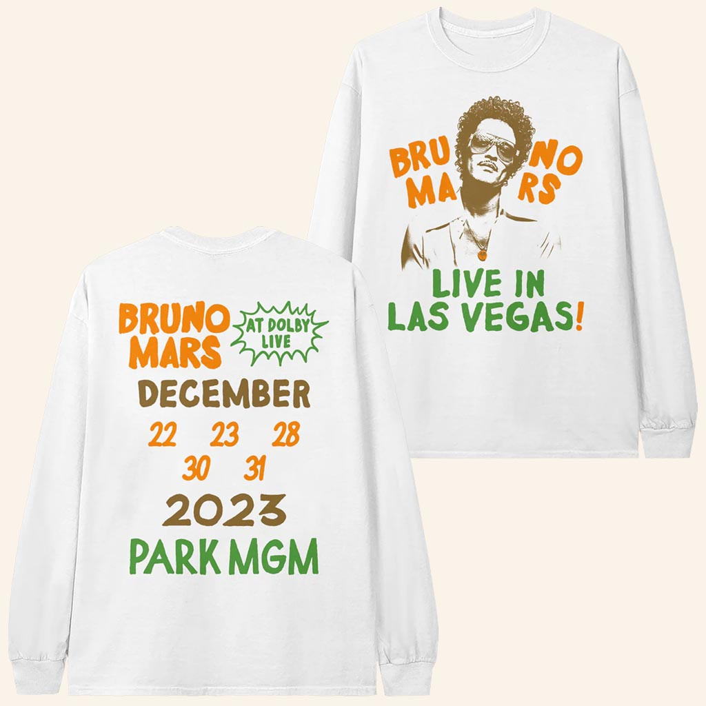Bruno Mars Merch Bruno Mars Live In Las Vegas Long Sleeve Shirt Gifts For Music Fans