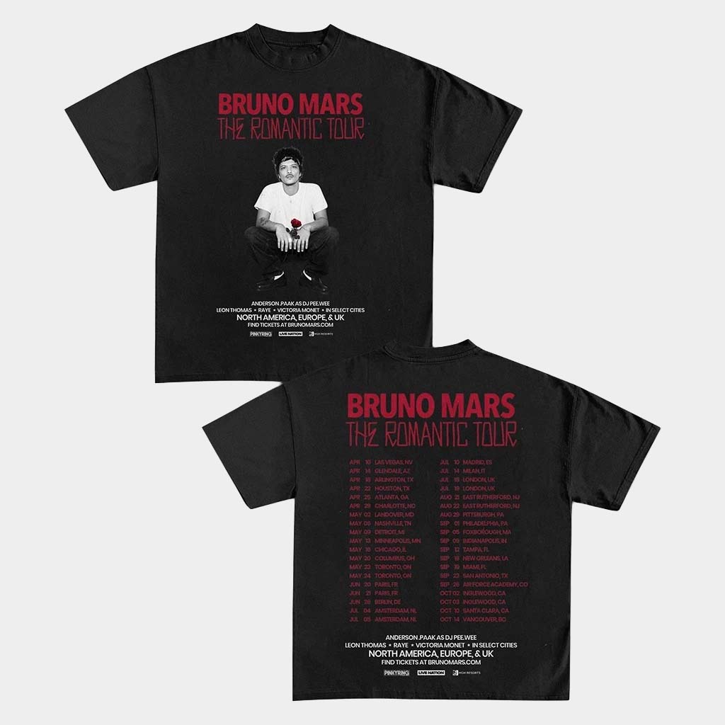 Bruno Mars Merch Bruno Mars Romantic Tour 2026 Shirt Fan Clothing Gifts For Boyfriend