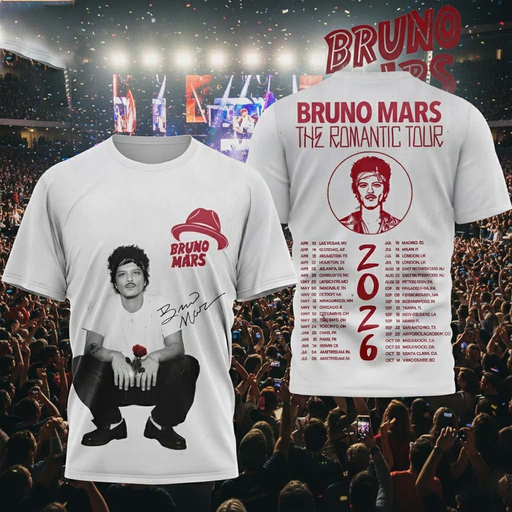 Bruno Mars Merch Bruno Mars The Romantic Tour 2026 Concert Shirt Gifts For Brother In Law