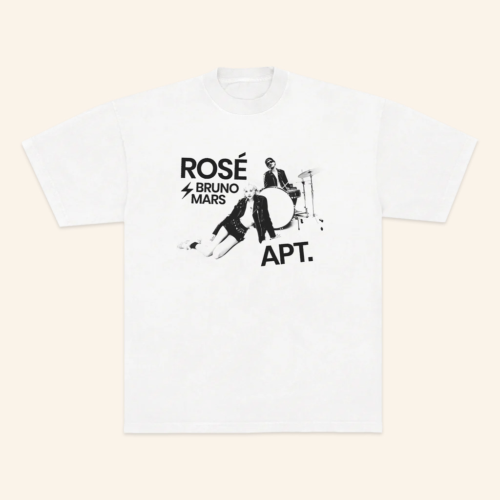 Bruno Mars Merch Bruno Mars X Rose APT White T-Shirt Gift Ideas For Music Lovers