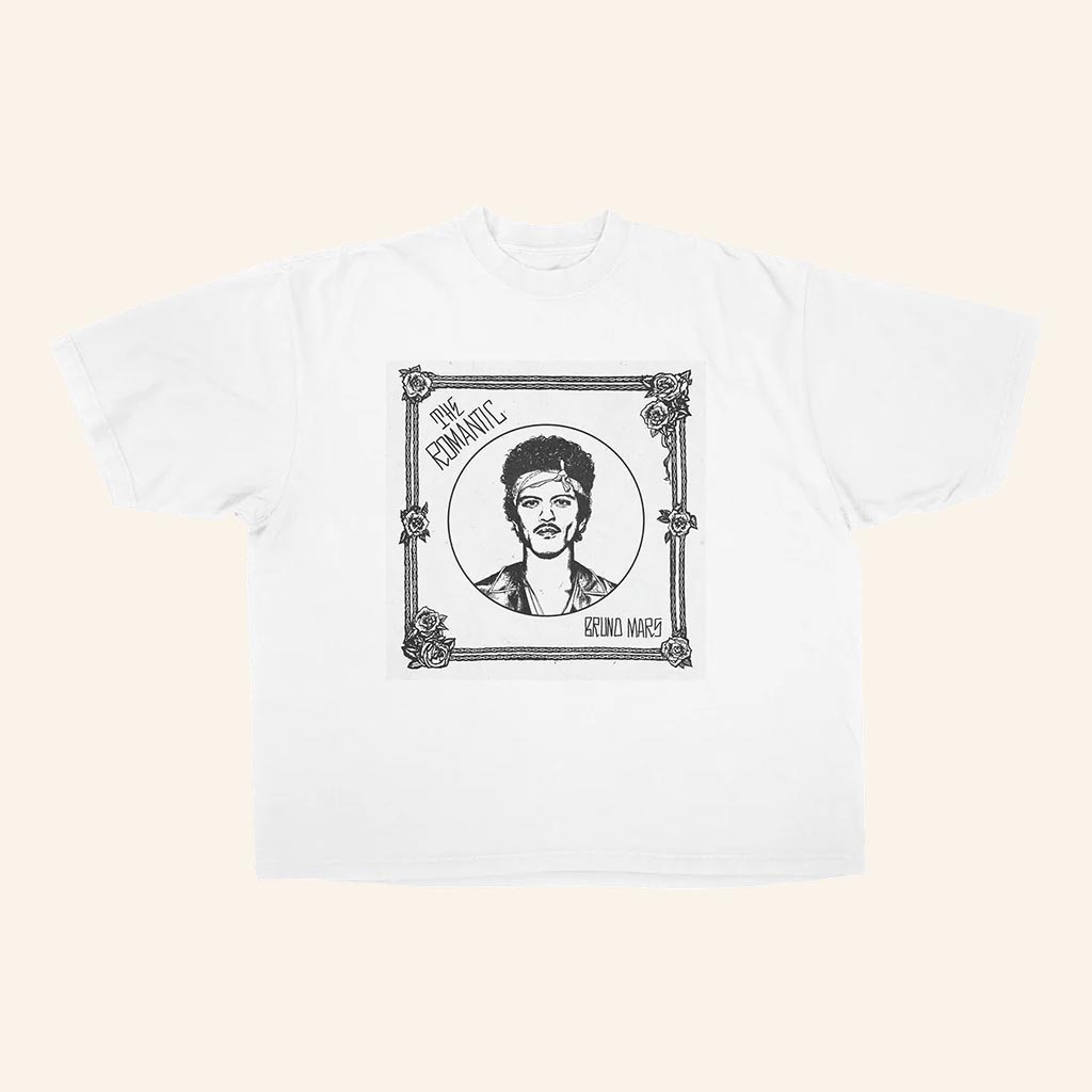 Bruno Mars Merch The Romantic T-Shirt White Music Lover Gift Ideas For Her