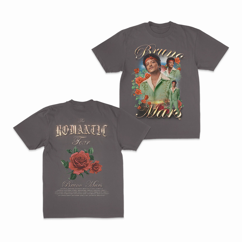 Bruno Mars Merch The Romantic Tour 2026 Roses Collage T-Shirt Gifts For Him