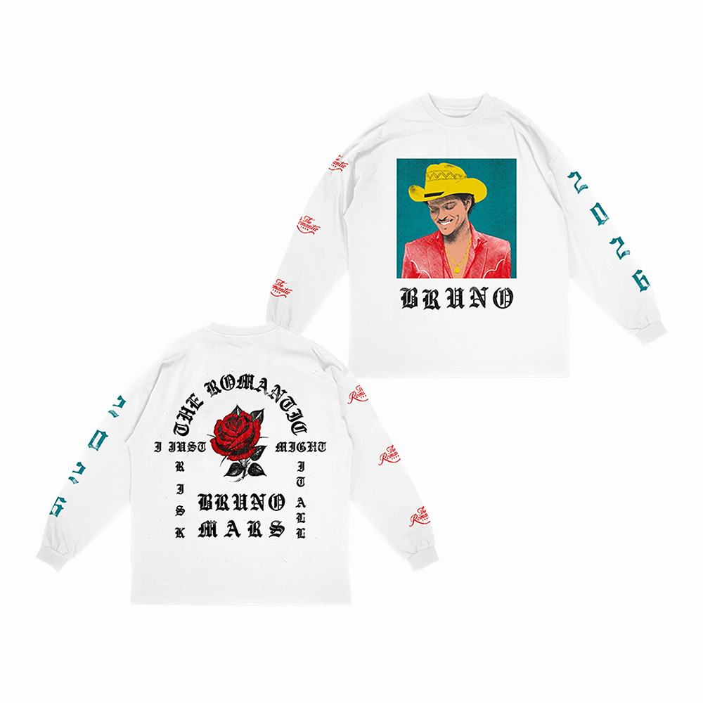 Bruno Mars Merch The Romantic Tour 2026 Roses Long Sleeve Shirt Concert Gifts For Fans