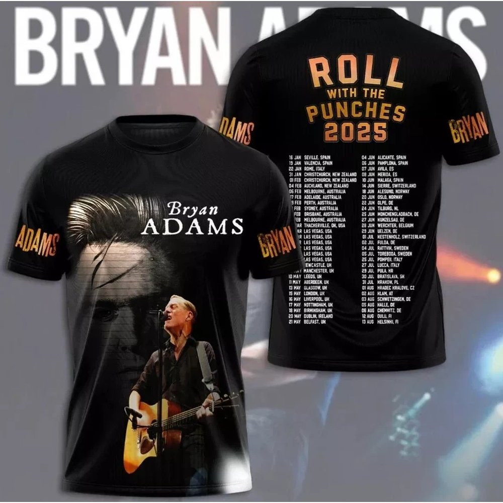 Bryan Adams 2025 Tour Roll With The Punches T-Shirt Presents For Music Lovers