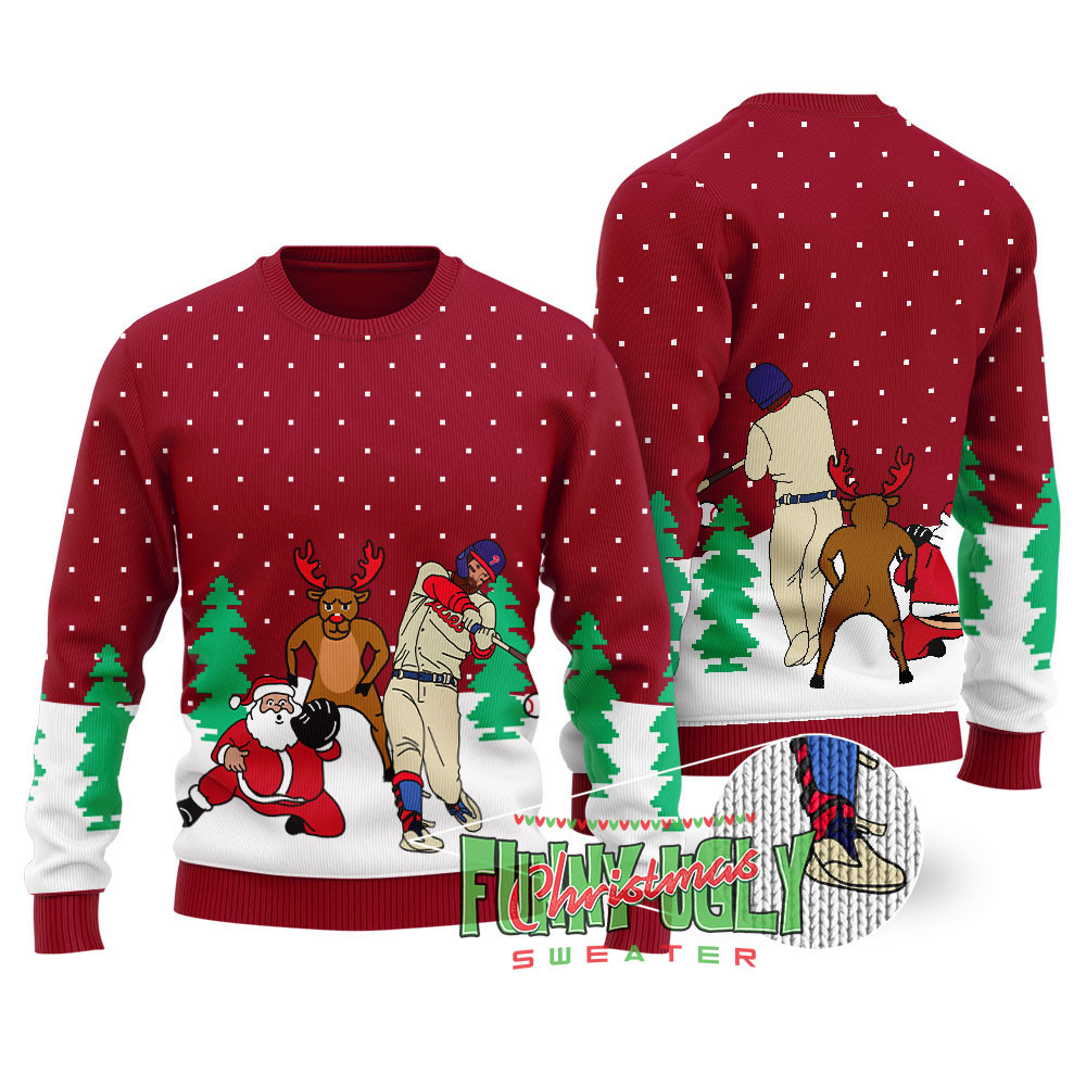 Bryce Harper Ugly Christmas Sweater Cardinal Red Warm Winter Sweater to Brighten Your Holidays