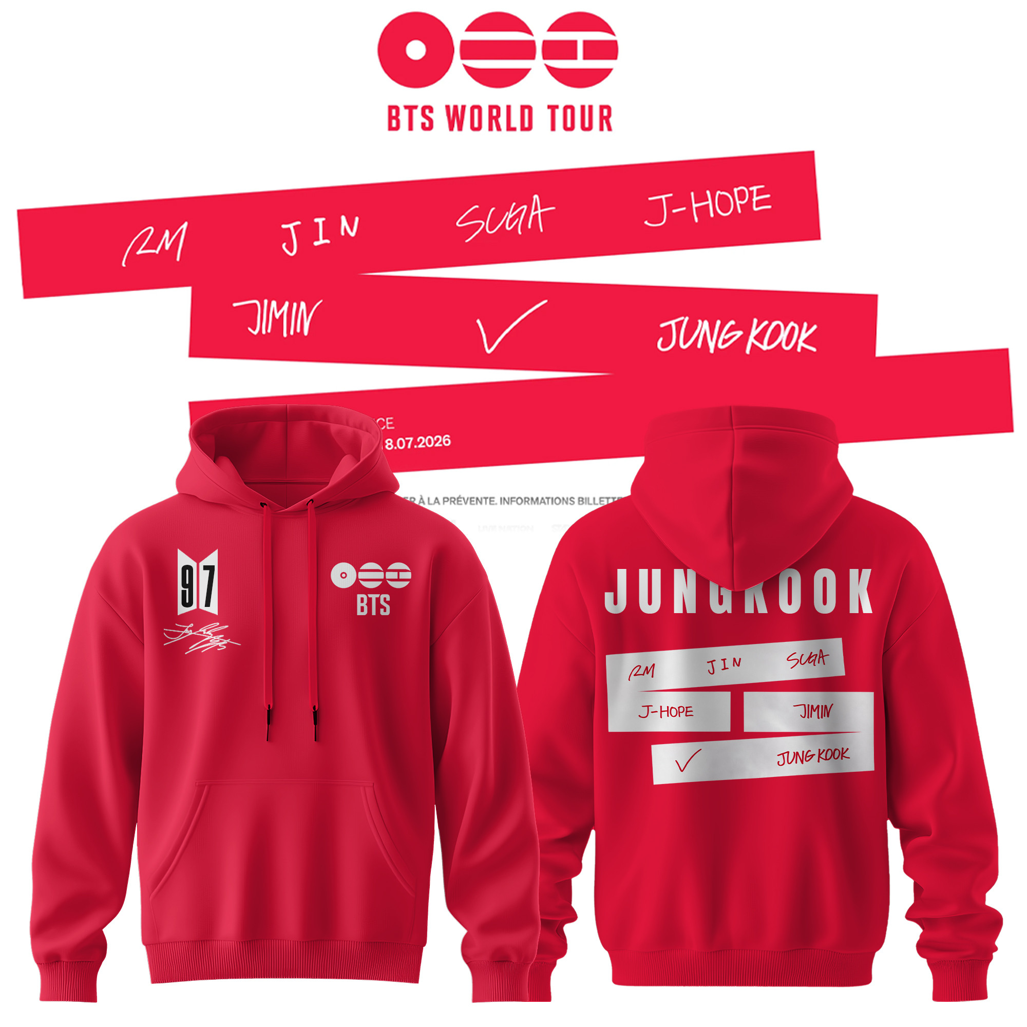 BTS Arirang World Tour 2026 Merch Jungkook Hoodie BTS Arirang World Tour 2026 Apparel