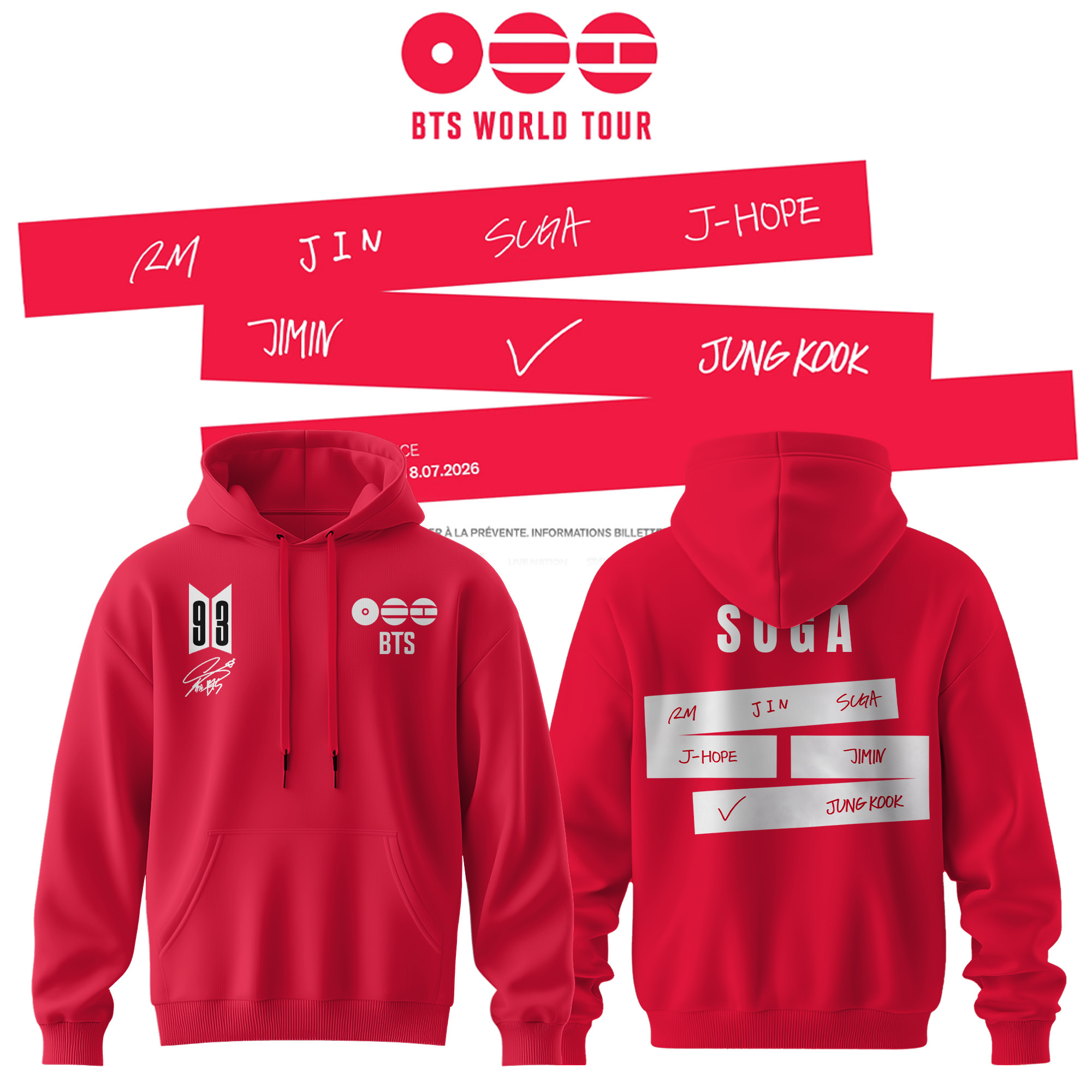 BTS Arirang World Tour 2026 Merch Suga Hoodie BTS Arirang World Tour 2026 Apparel Gift Idea