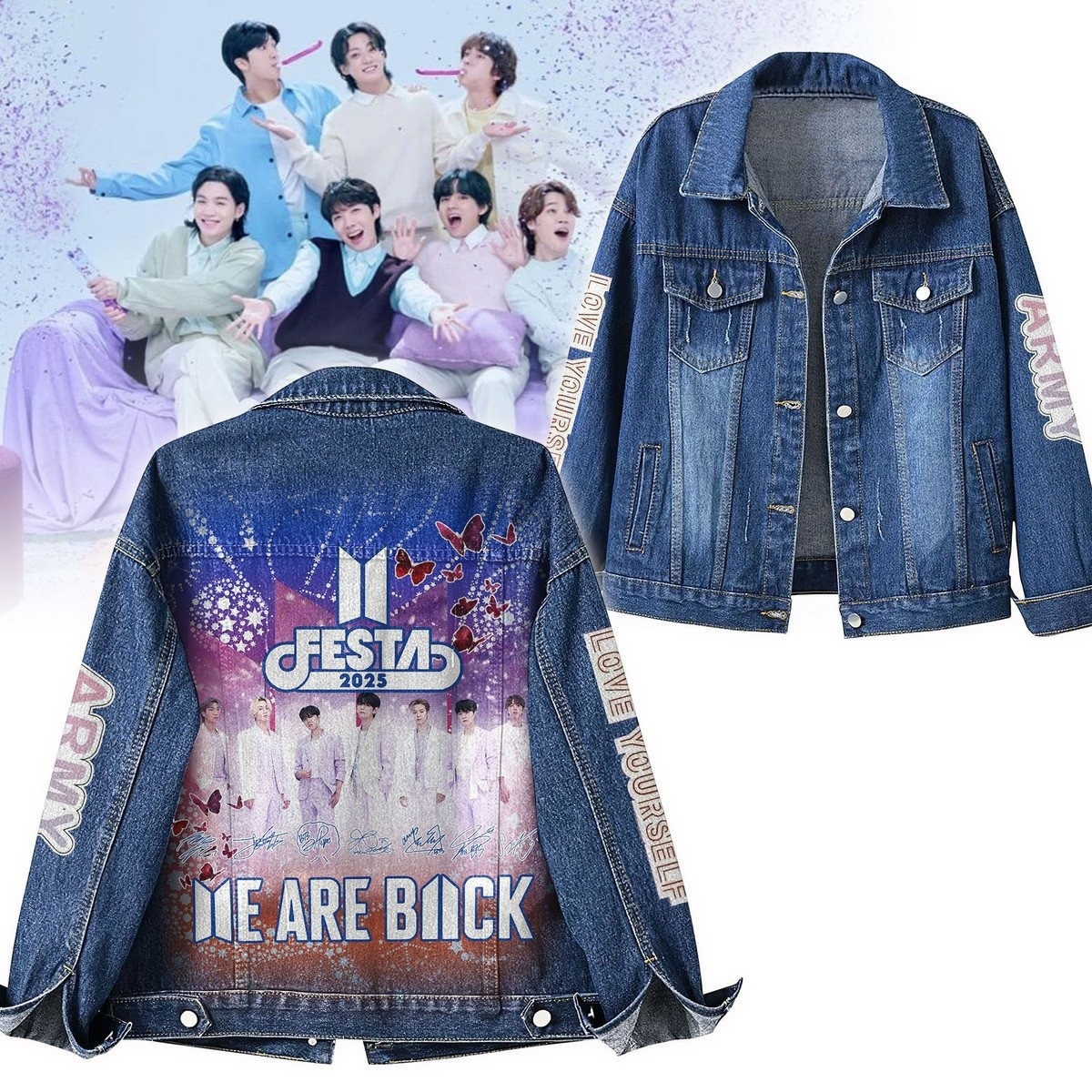 BTS Festa 2025 Tour We Are Back Denim Jacket Gifts For Music Lovers