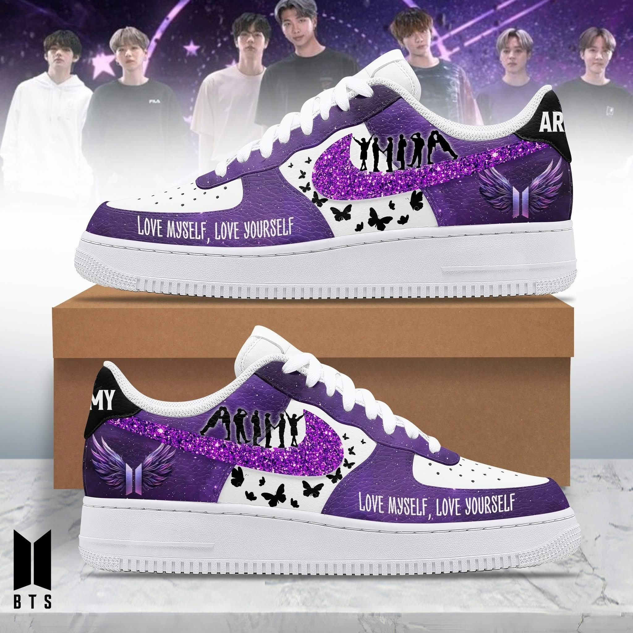BTS Love Myself Love Yourself Air Force 1 Shoes Merch Sneakers Gifts For BTS Fans Army