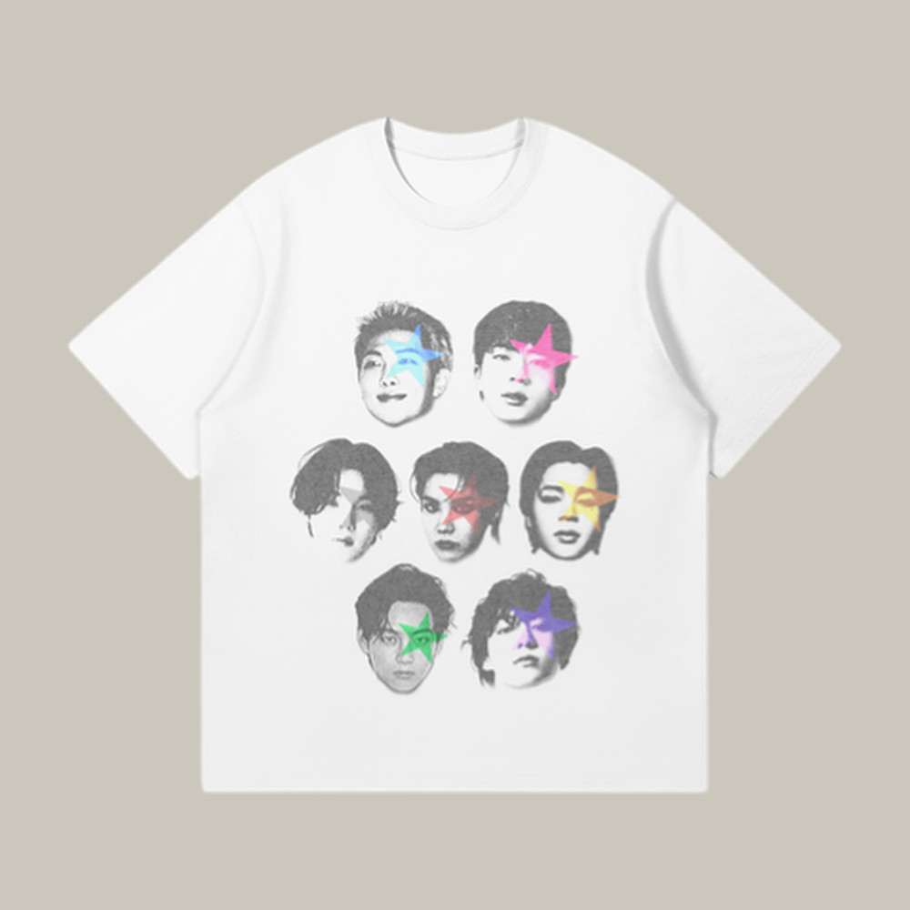 BTS OT7 Big Head Stars T-Shirt BTS 2026 Comeback Merch Unique Gift For Fans