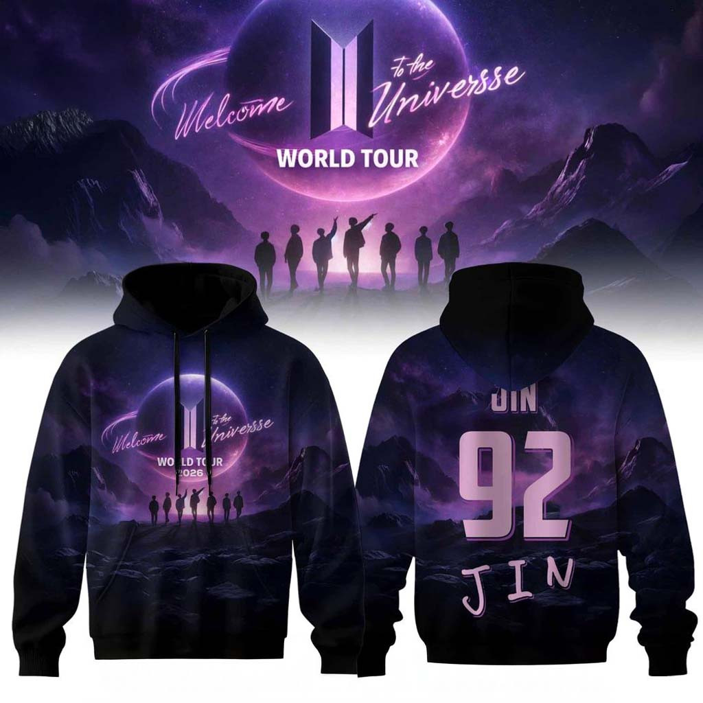BTS World Tour 2026 Hoodie JIN 92 Hoodie BTS Merch Gifts For Music Fans