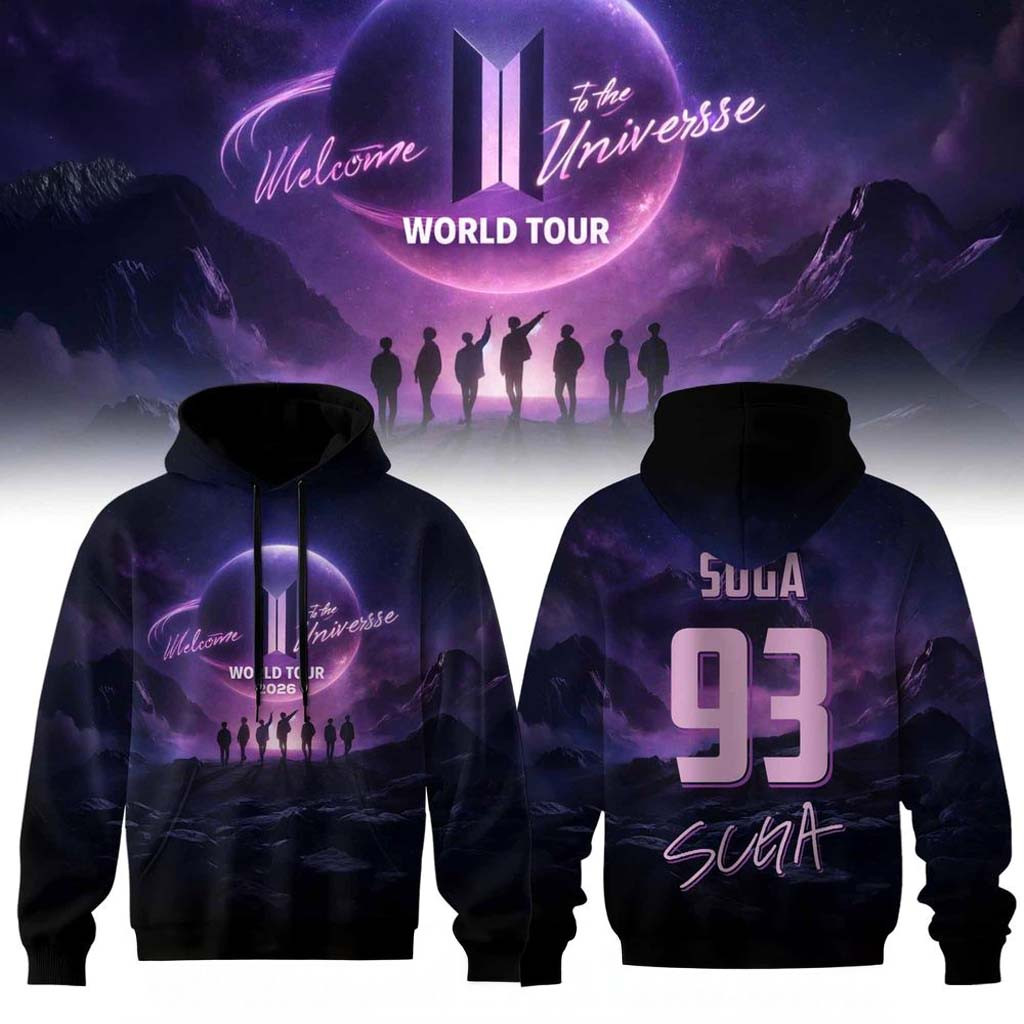 BTS World Tour 2026 Hoodie Suga 93 Hoodie BTS Merch Gifts For Band Fans