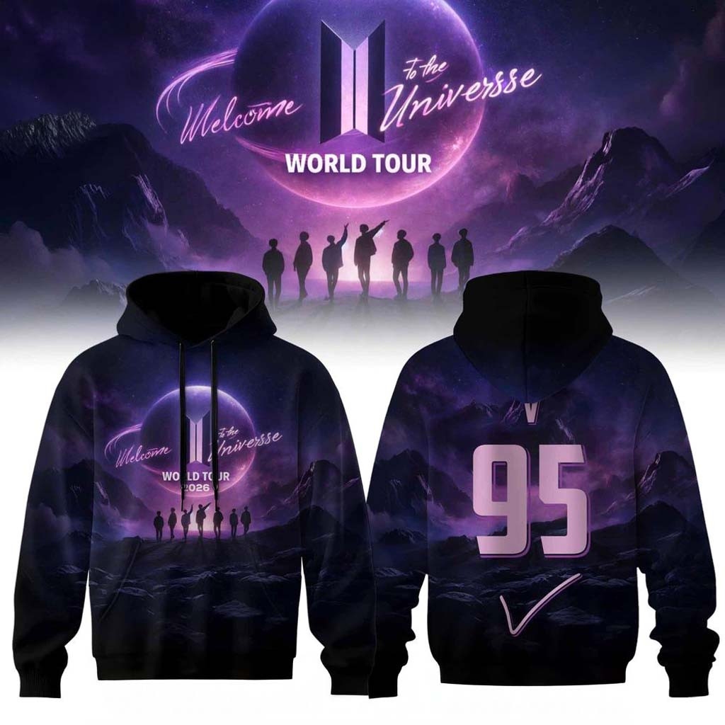 BTS World Tour 2026 Hoodie V 95 Hoodie BTS Merch Gifts For Music Fans BTS World Tour 2026 Hoodie V 95 Hoodie BTS Merch Gifts For Music Fans