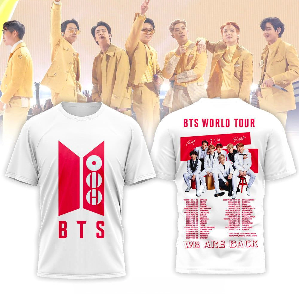 BTS World Tour We Are Back T-Shirt BTS Merch Gifts For Music Fans