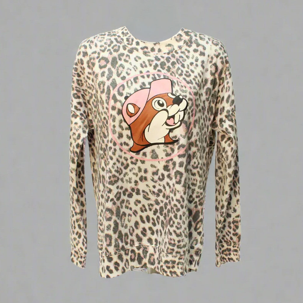 Buc Ee's Merch Buc-ee's Leopard Print Sweatshirt Gifts For Girlfriend