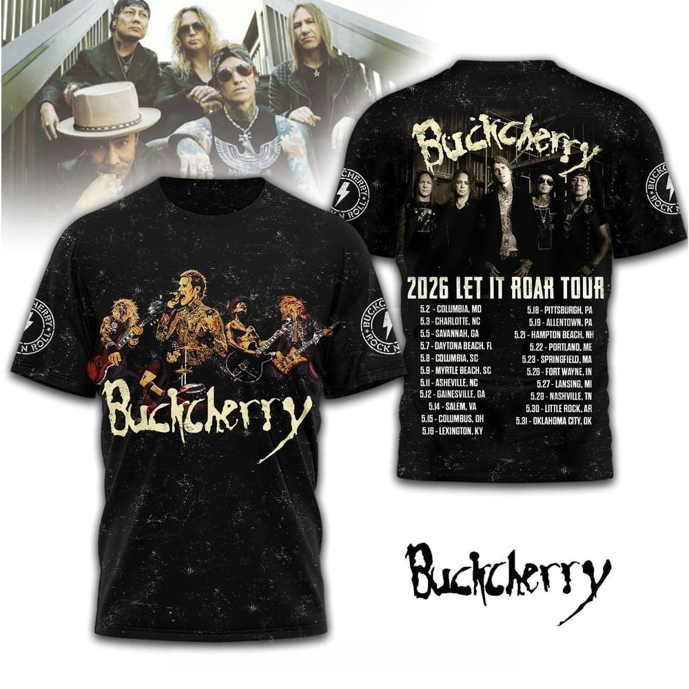 Buckcherry 2026 Let It Roar Tour T-Shirt Buckcherry Merch Gifts For Rock Band Fans