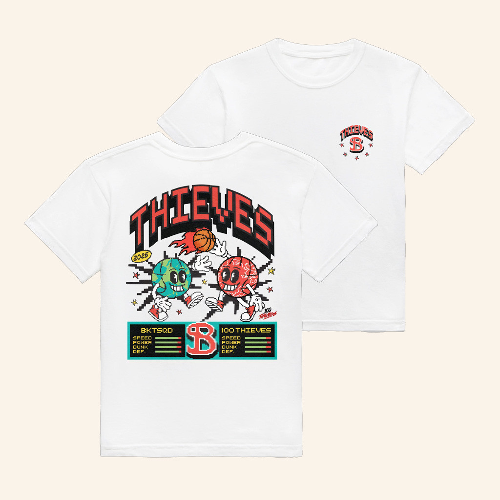 Bucketsquad Merch 100 Thieves White T-Shirt Christmas Presents For Boyfriend