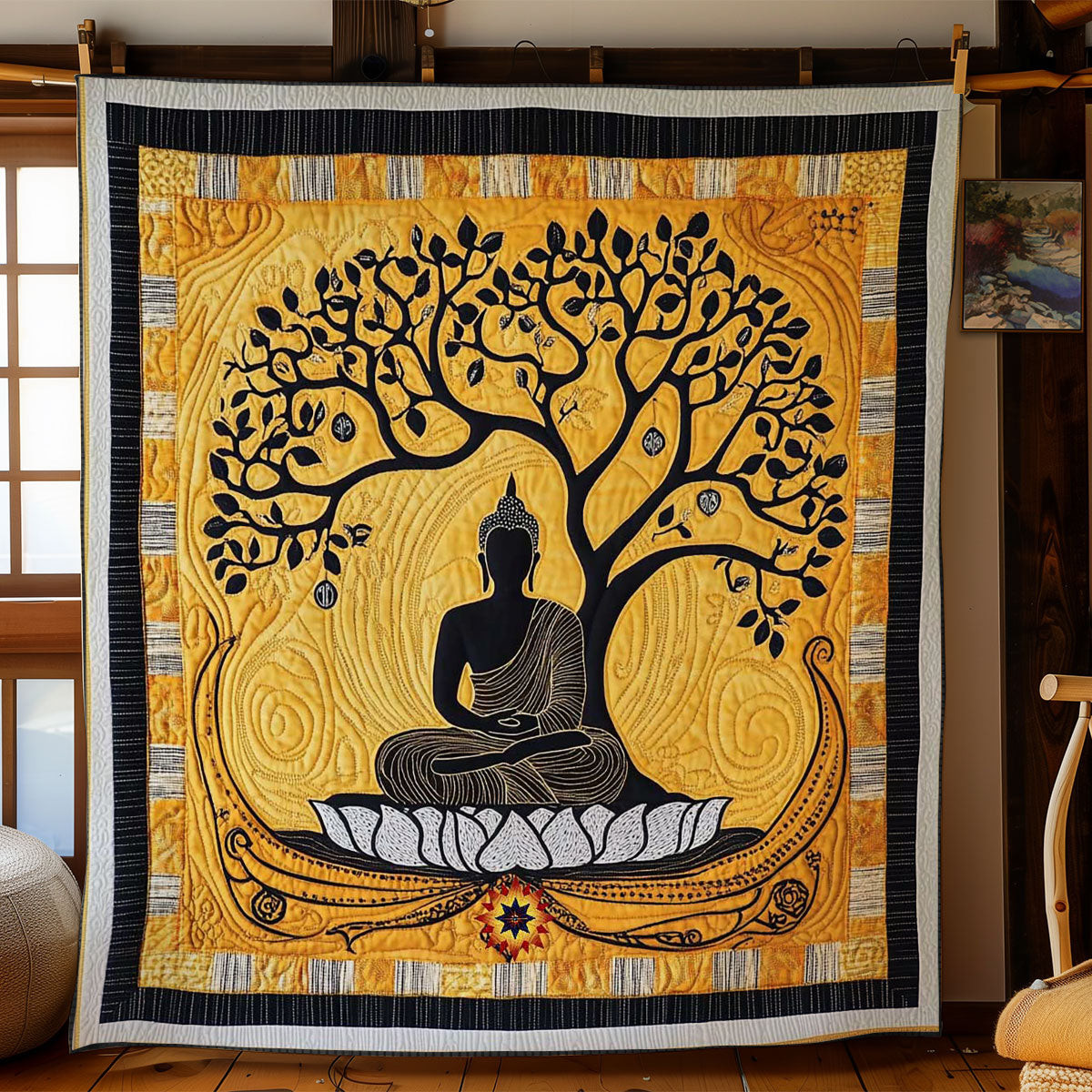 Buddha Harmony Holiday Christmas Quilt Blanket Best Christmas Gift For Mom