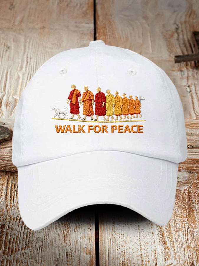 Buddhist Monks Walk For Peace Hat Embroidered Aloka The Peace Dog Merch Buddhist Monks Cap