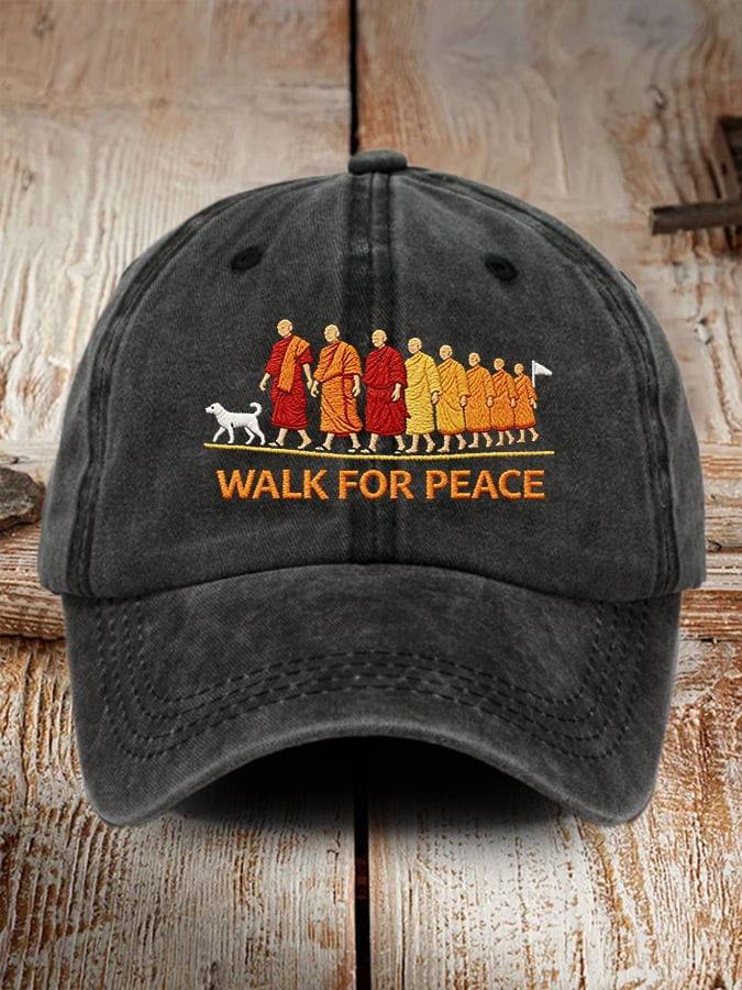 Buddhist Monks Walk For Peace Hat Embroidered Aloka The Peace Dog Merch Buddhist Monks Cap