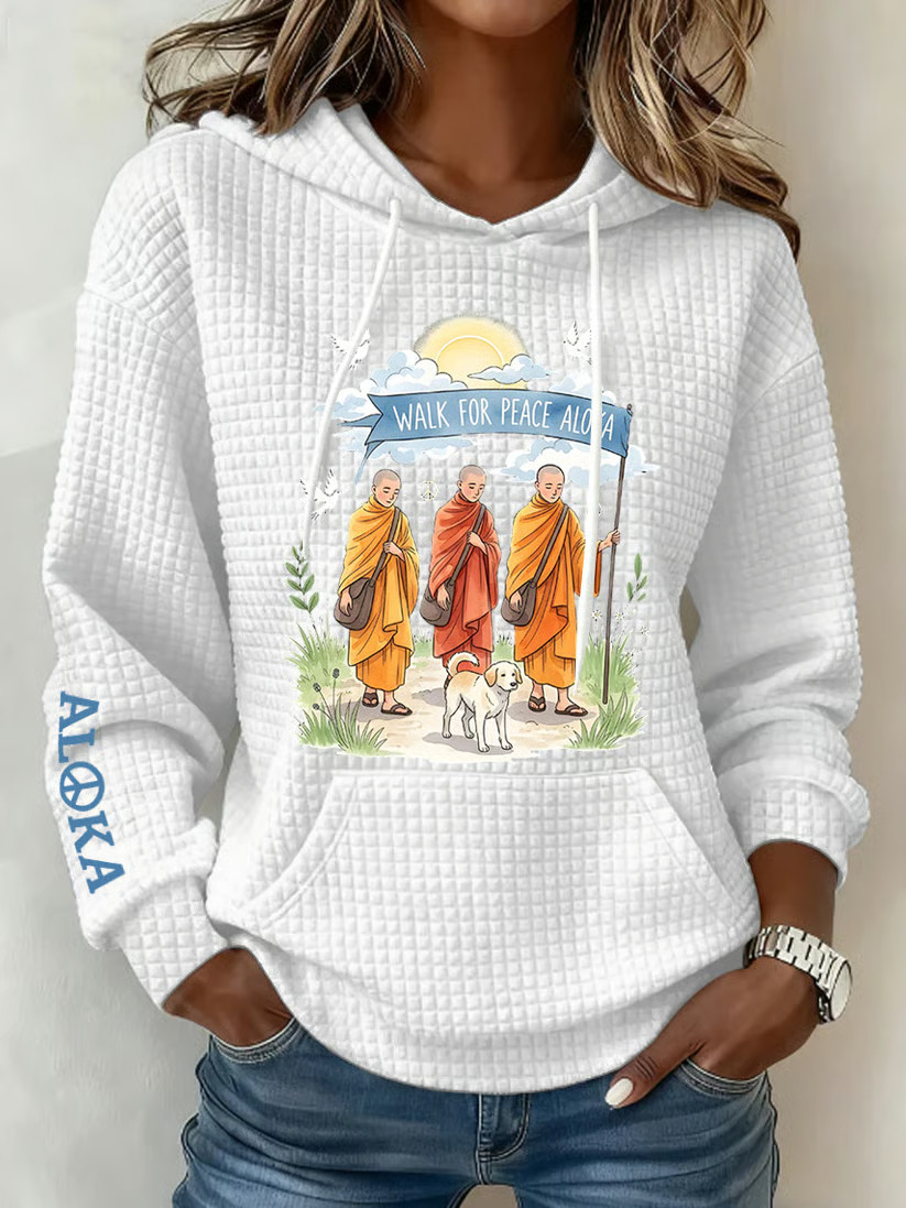 Buddhist Monks Walk For Peace Hoodie Aloka The Peace Dog Merch Monks and Dog Hoodie Mom Gifts