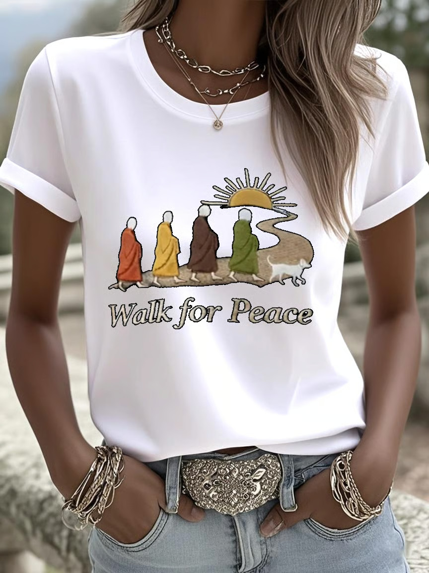 Buddhist Monks Walk For Peace Shirt Aloka The Peace Dog Merch Meditation Gift Women's
