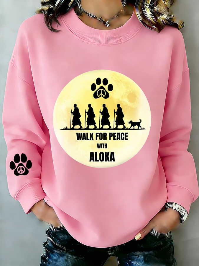Buddhist Monks Walk For Peace Sweatshirt Aloka The Peace Dog Merch Walk For Peace With Aloka