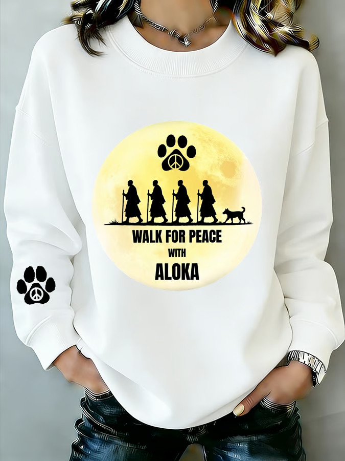 Buddhist Monks Walk For Peace Sweatshirt Aloka The Peace Dog Merch Walk For Peace With Aloka