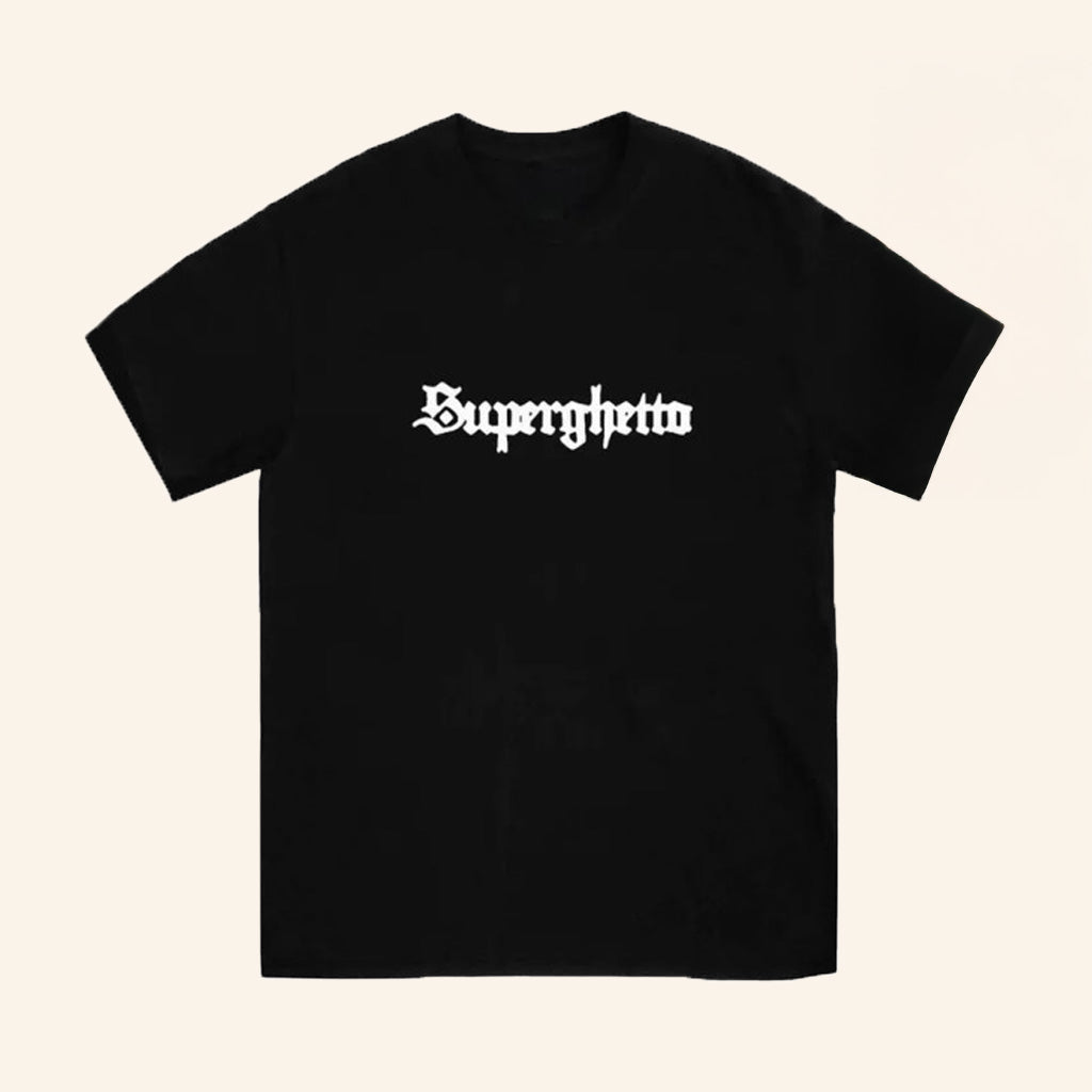 Buddy Merch Superghetto Word Mark T-Shirt Black Gift Ideas For Husband Buddy Merch Superghetto Word Mark T-Shirt Black Gift Ideas For Husband