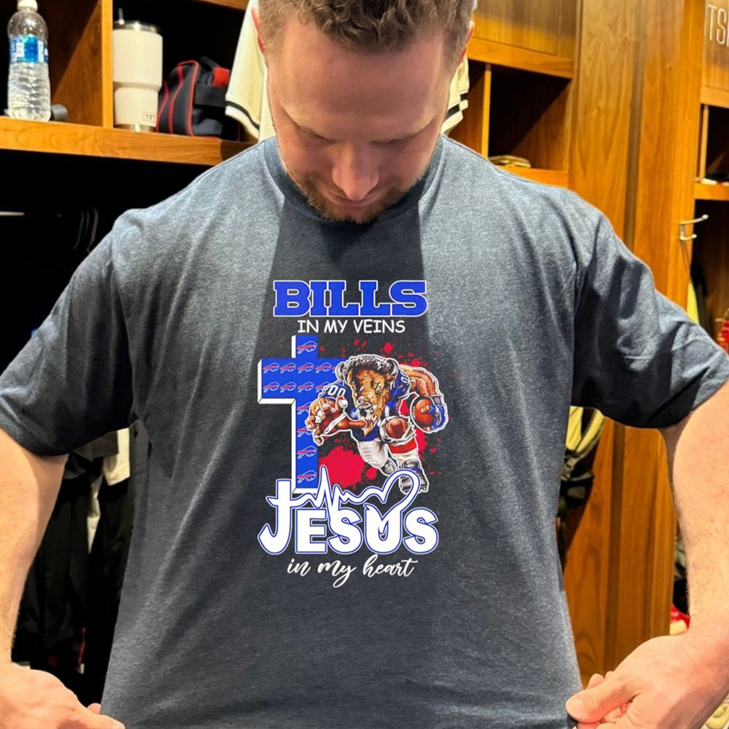 Buffalo Bills In My Veins Jesus In My Heart Mascot T Shirt