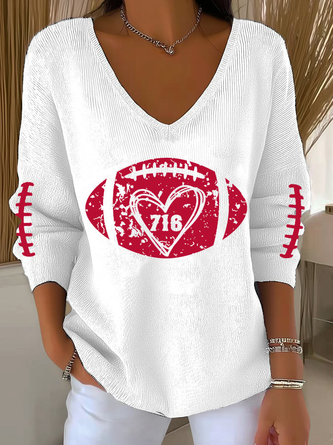 Buffalo Bills Merch 716 Football V-Neck Long Sleeve Shirt Bills Mafia Apparel Cool Gift Ideas