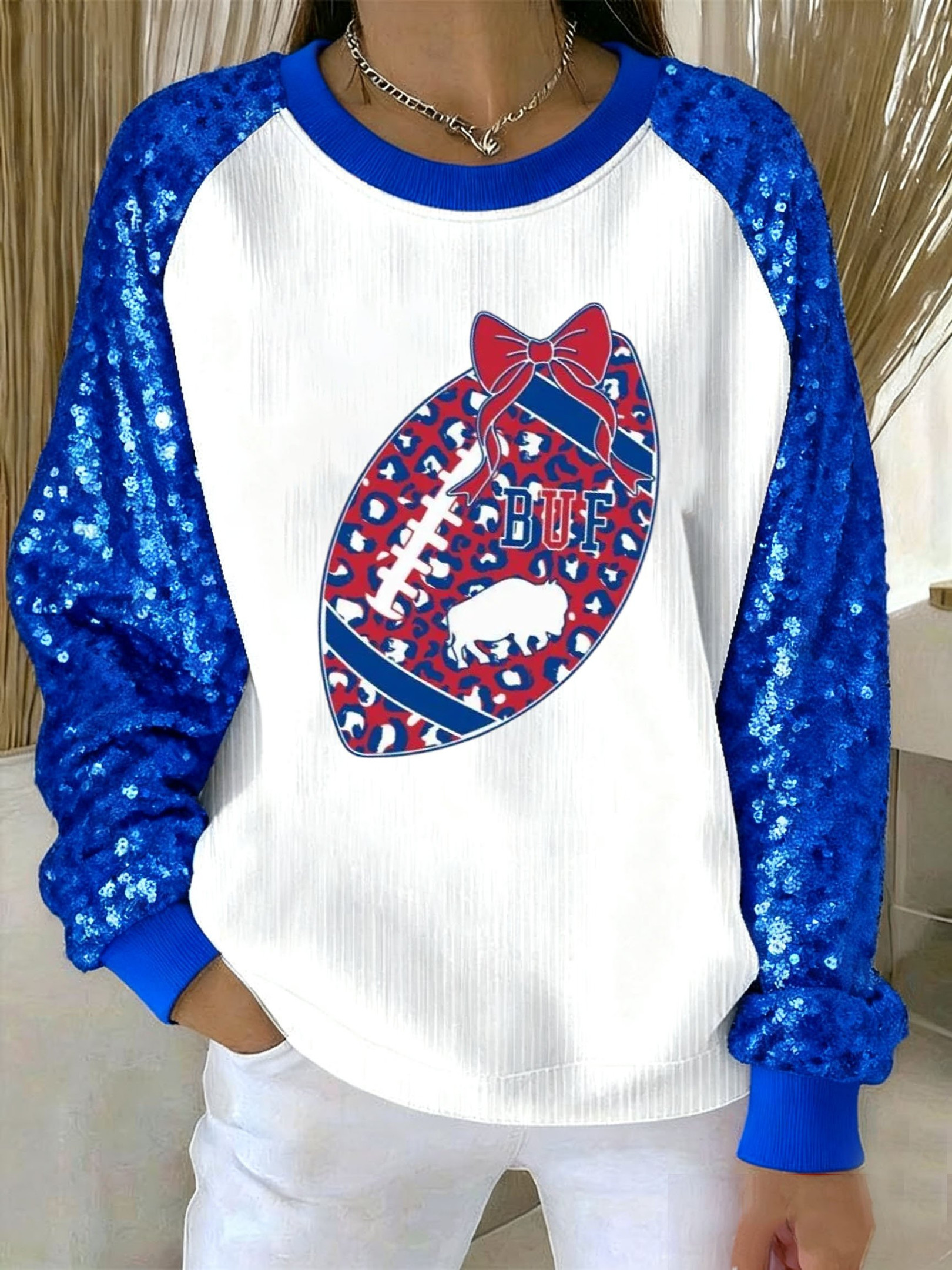 Buffalo Bills Merch BUF Football Sweatshirt Go Bills Sweatshirt Unique Presents For Girlfriend