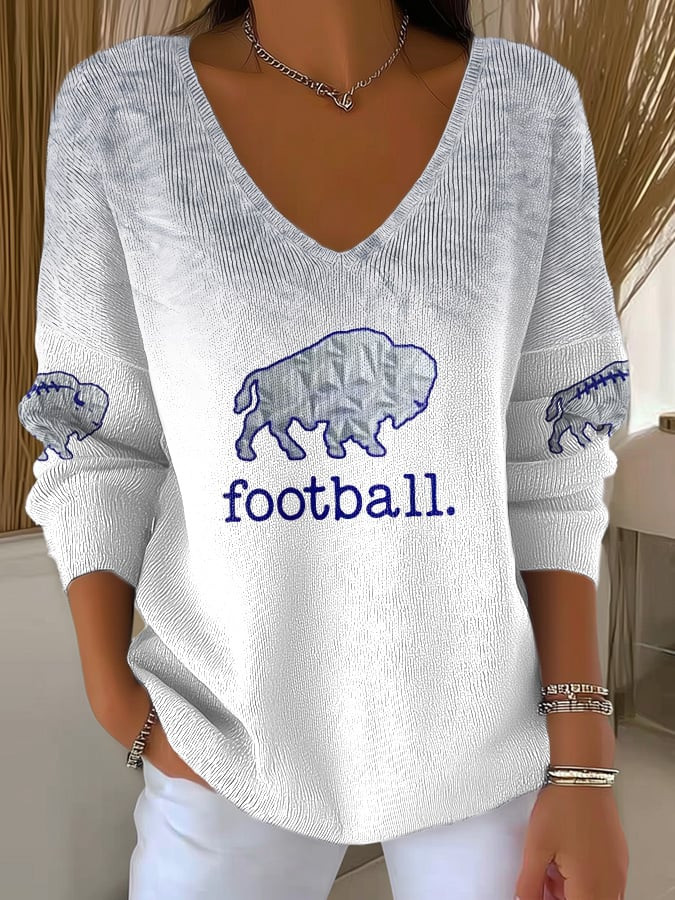 Buffalo Bills Merch Football Game Day V-Neck Long Sleeve Football Apparel Gifts For Mother