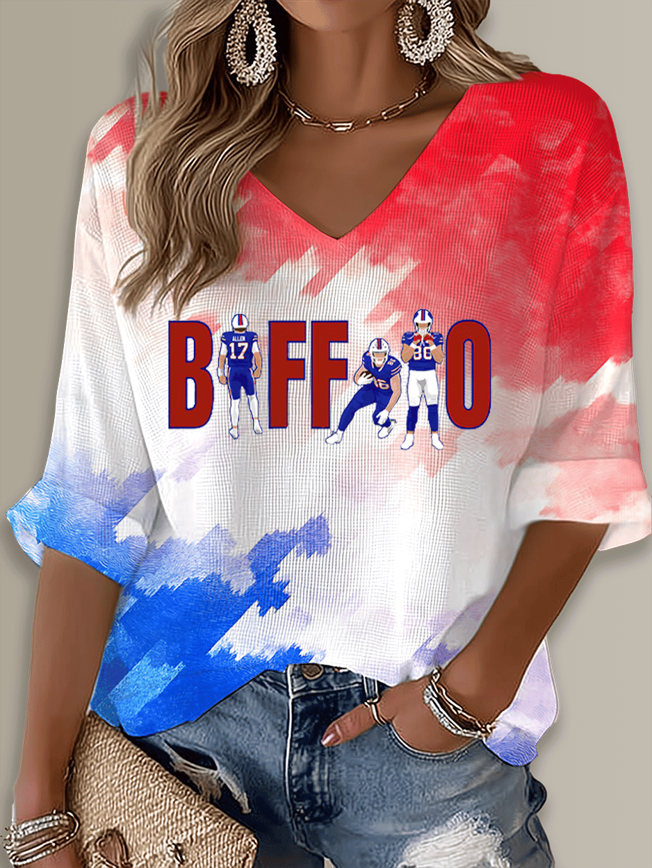 Buffalo Bills Merch Game Day Football V-Neck Long Sleeve Shirt Game Day Mother's Day Gifts