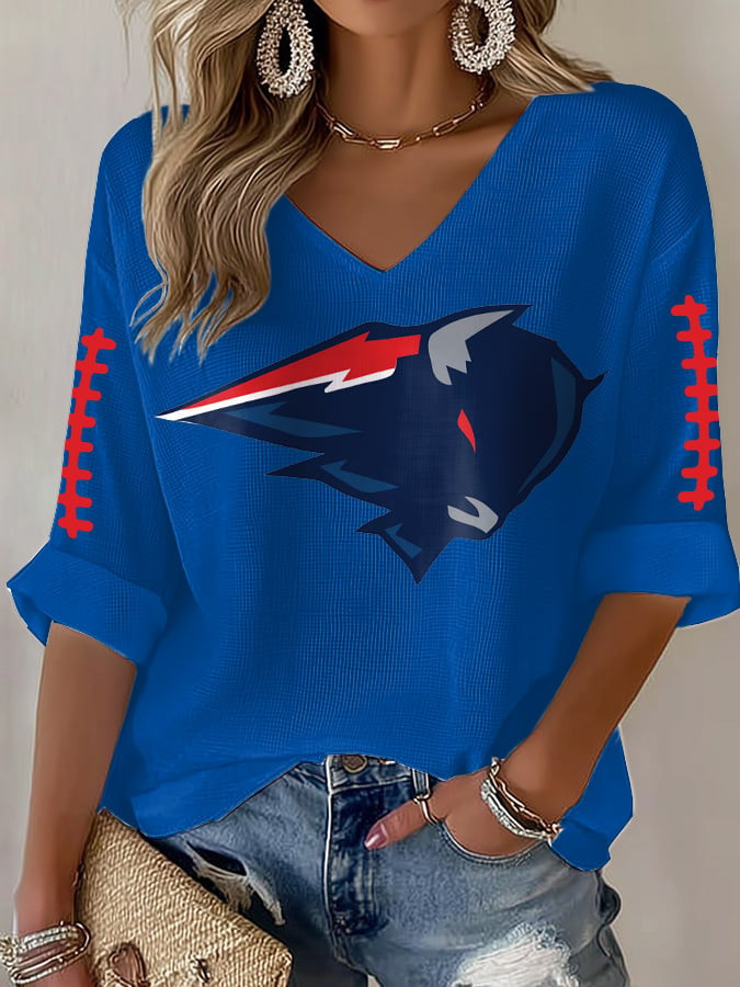 Buffalo Bills Merch Go Bills V-Neck Long Sleeve Game Day Apparel Football Gifts For Girlfriend